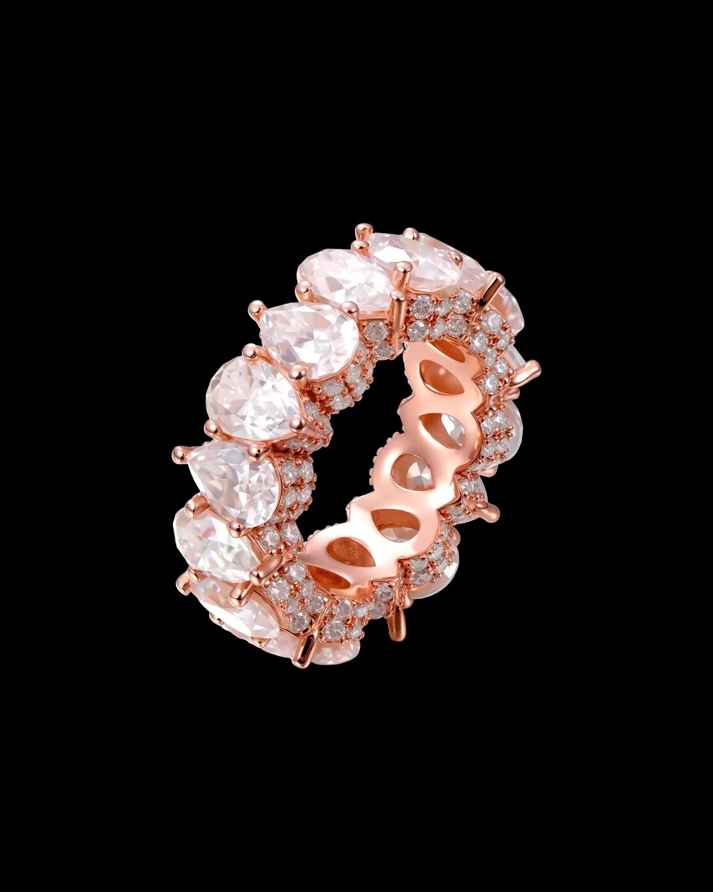 APORRO Premium Iced Out Pear Cut Stone Ring