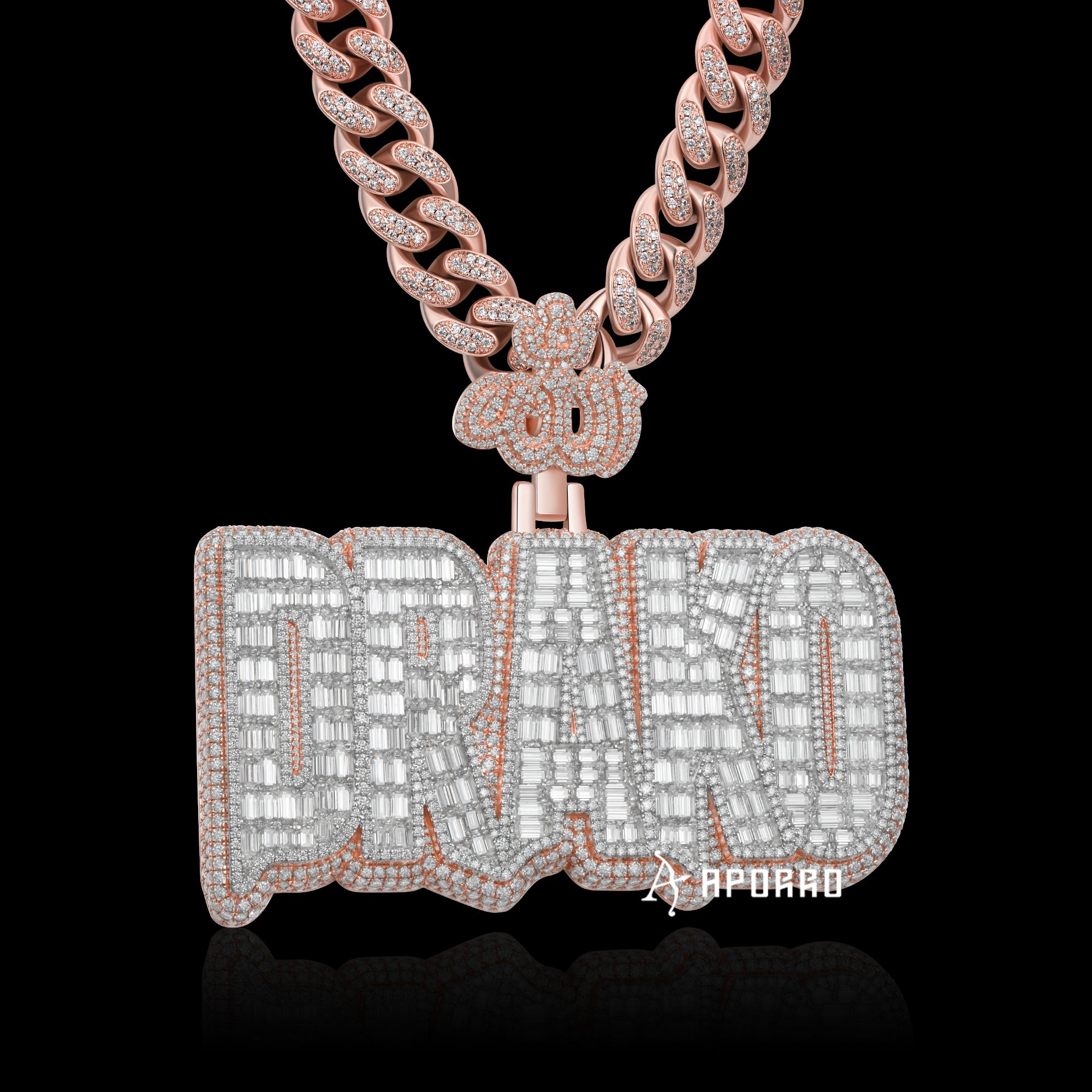APORRO Premium Custom Drip Emerald Cut Name Necklace