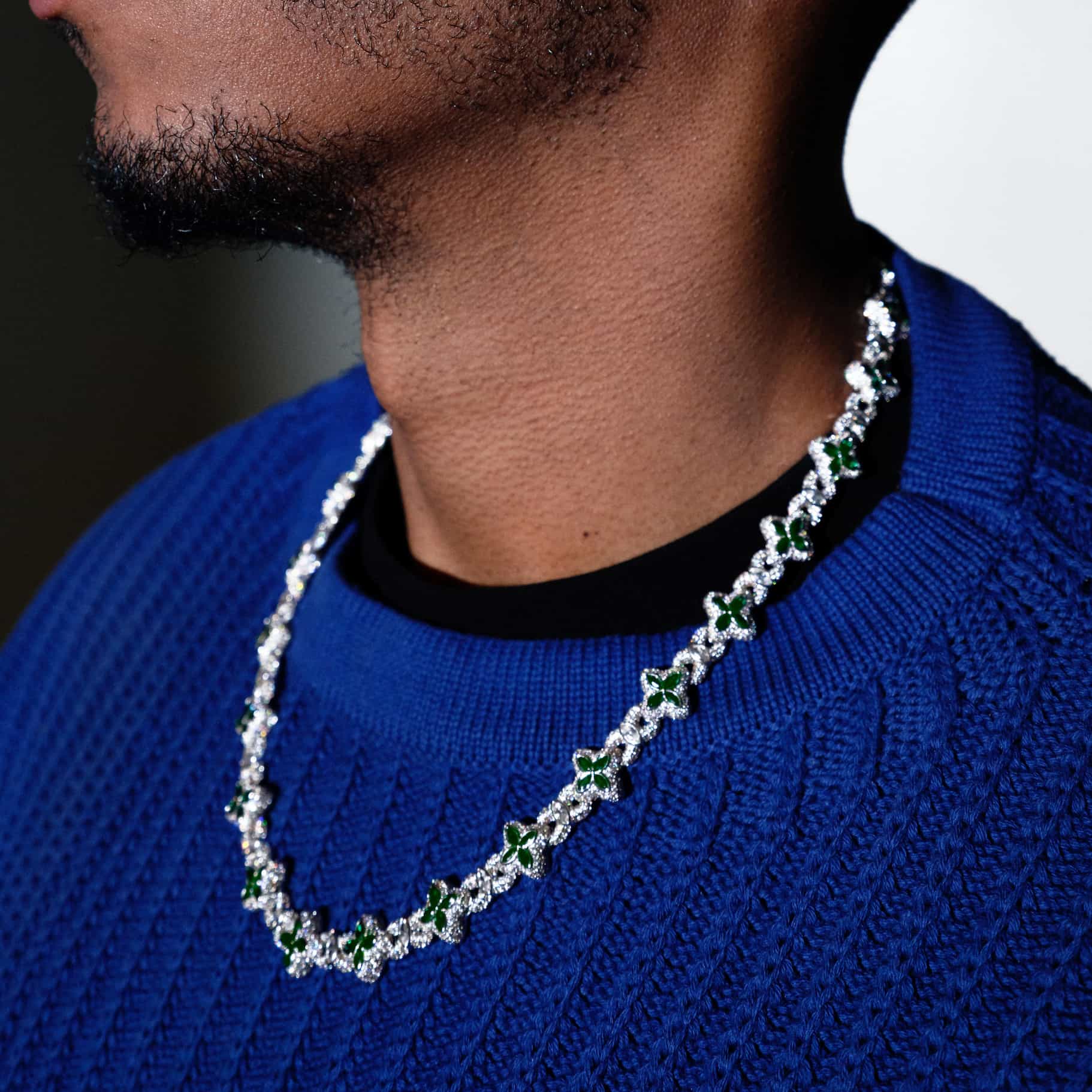 Iced Luminous Clover Necklace & Wallet Chain