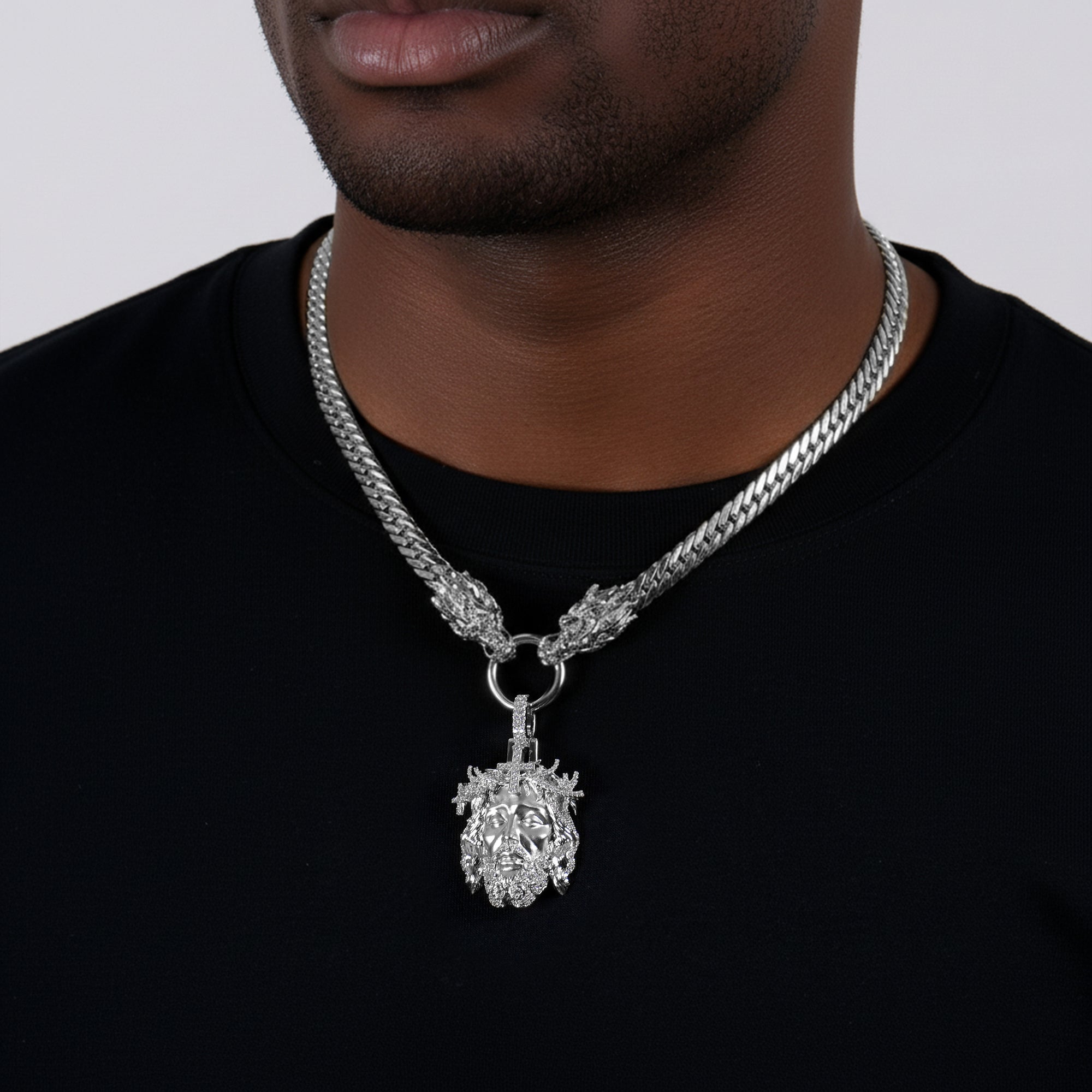 Ice Divine Shine Jesus Pendant & Chain Set