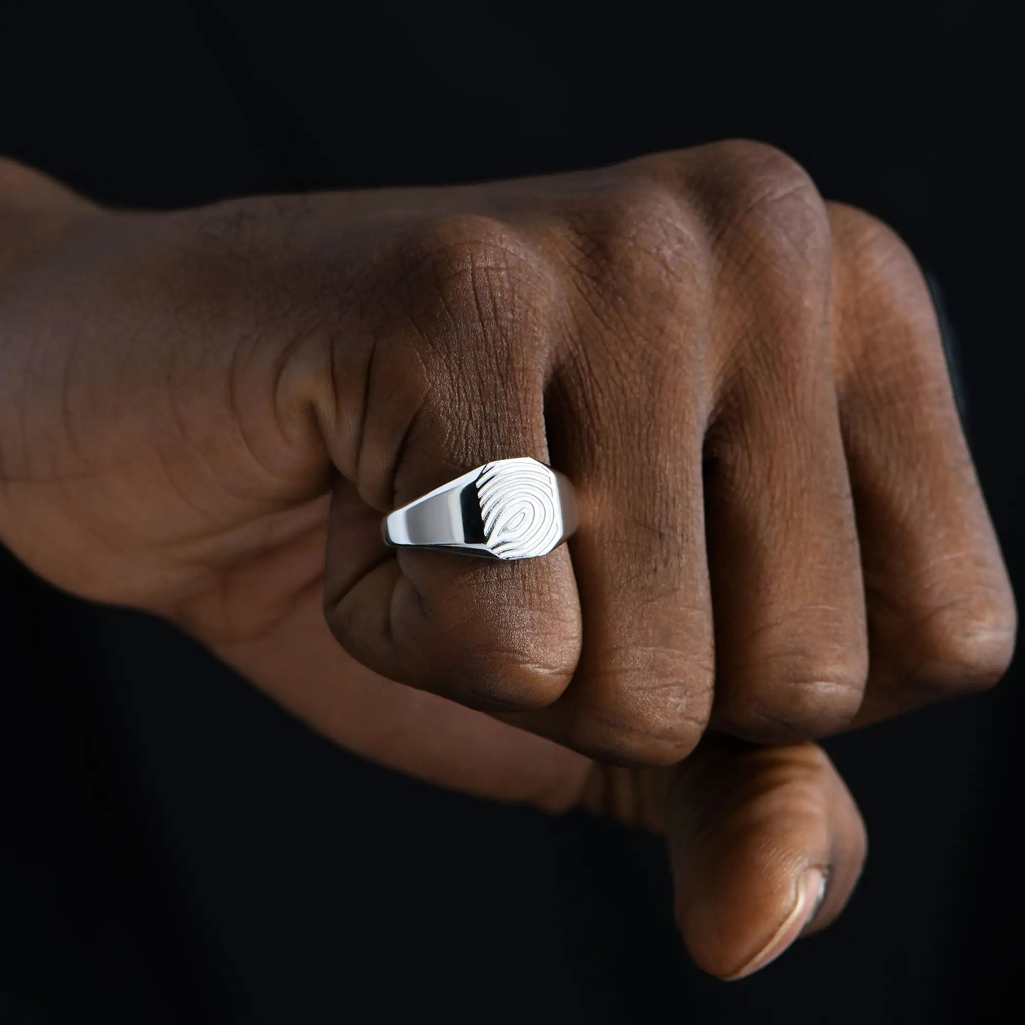 Custom Signet Octagon Ring - Fingerprint