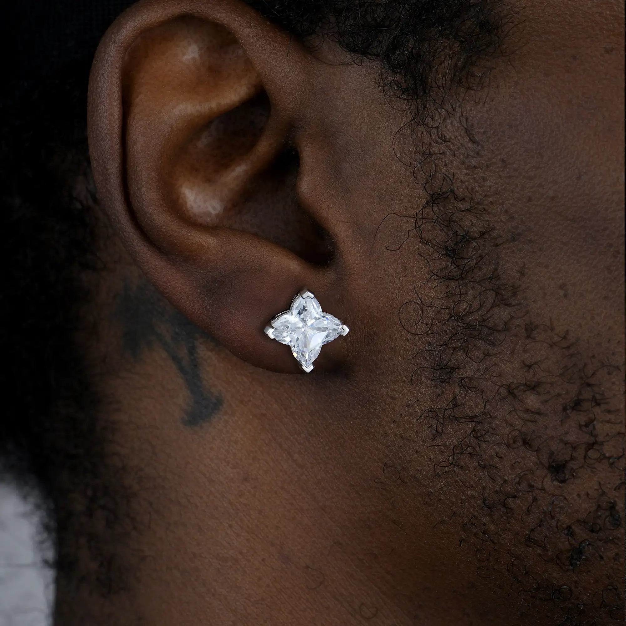 Solid Clover Cut Stud Earrings - Single