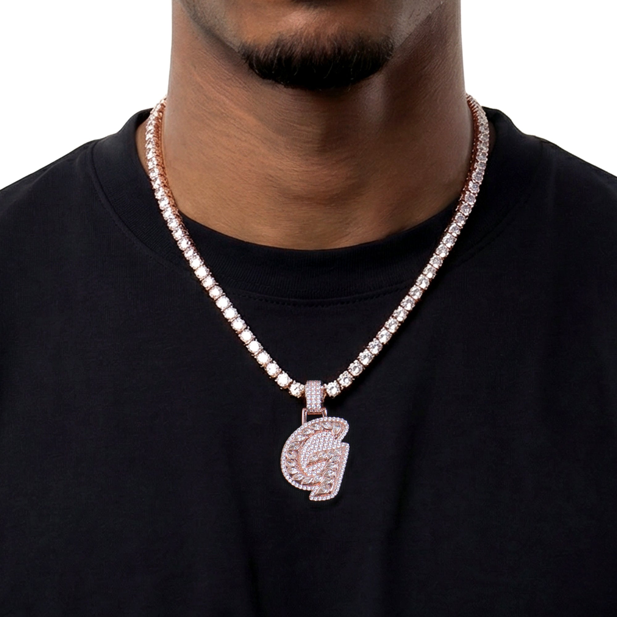 Custom Shaped Diamond 3D Lucida Font Pendant -30mm