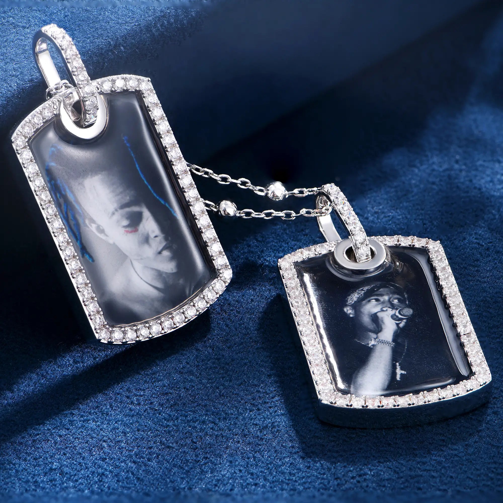 Custom Double Dog Tag Photo Frame Pendant