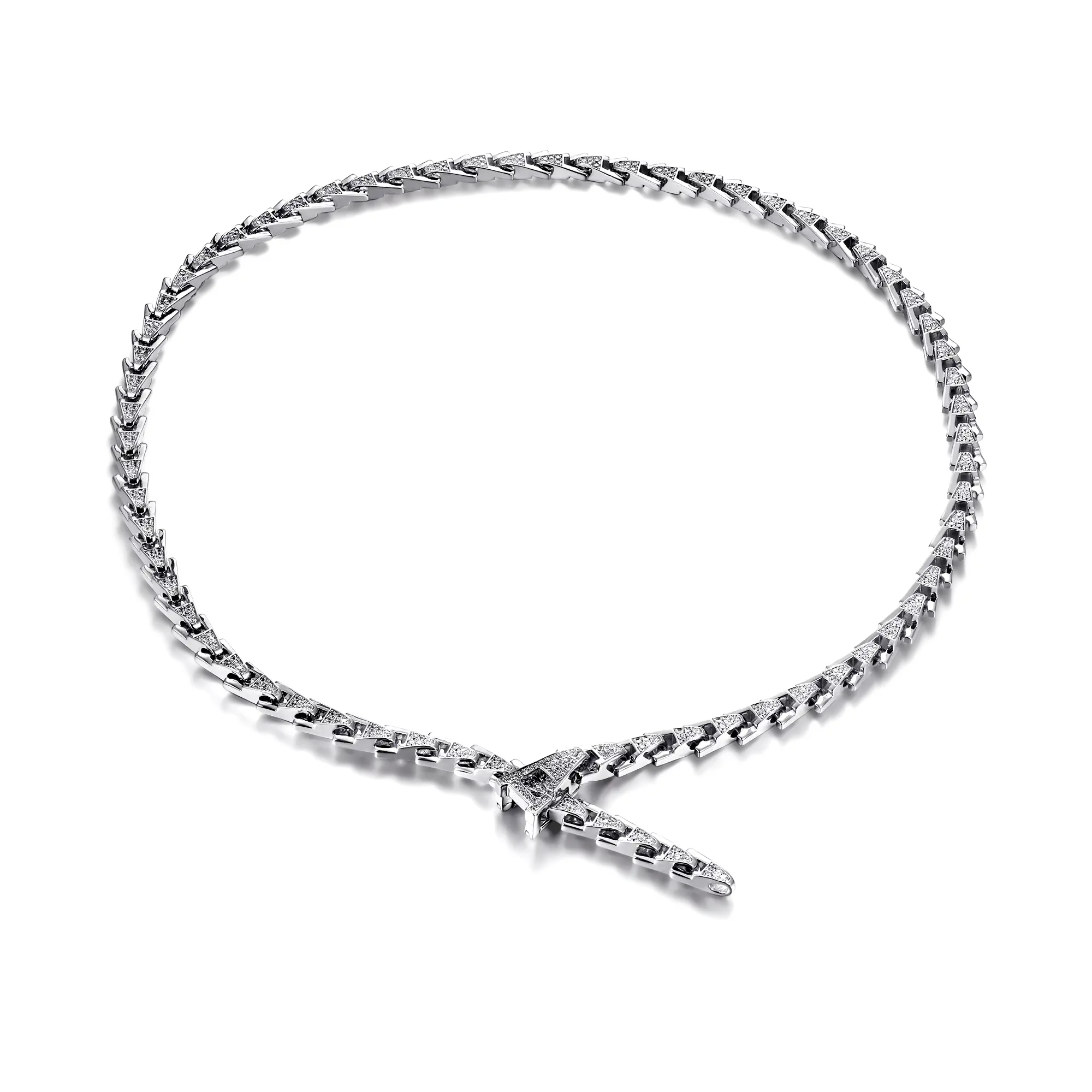 Aporro A® Iced Out Adjustable Snake Necklace - 8mm