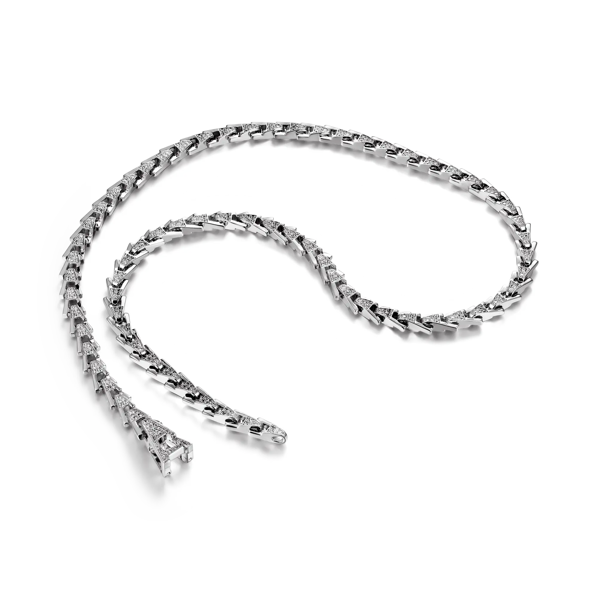 Aporro A® Iced Out Adjustable Snake Necklace - 8mm