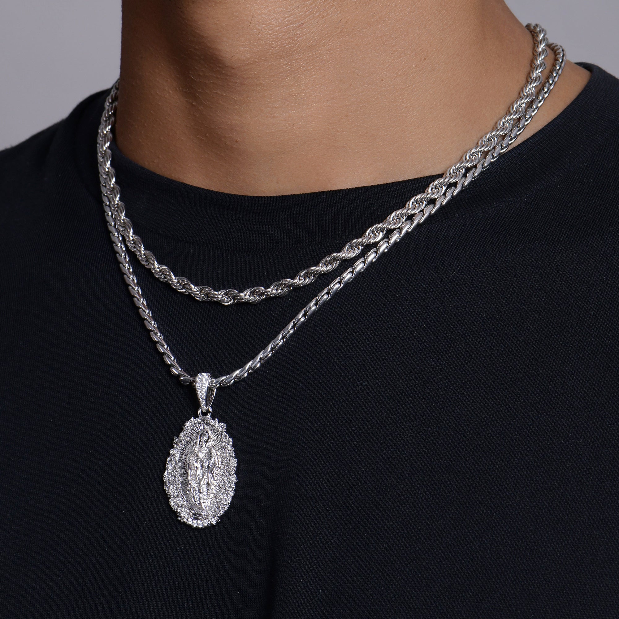 Moissanite Saint Mary Floral Grace Pendant