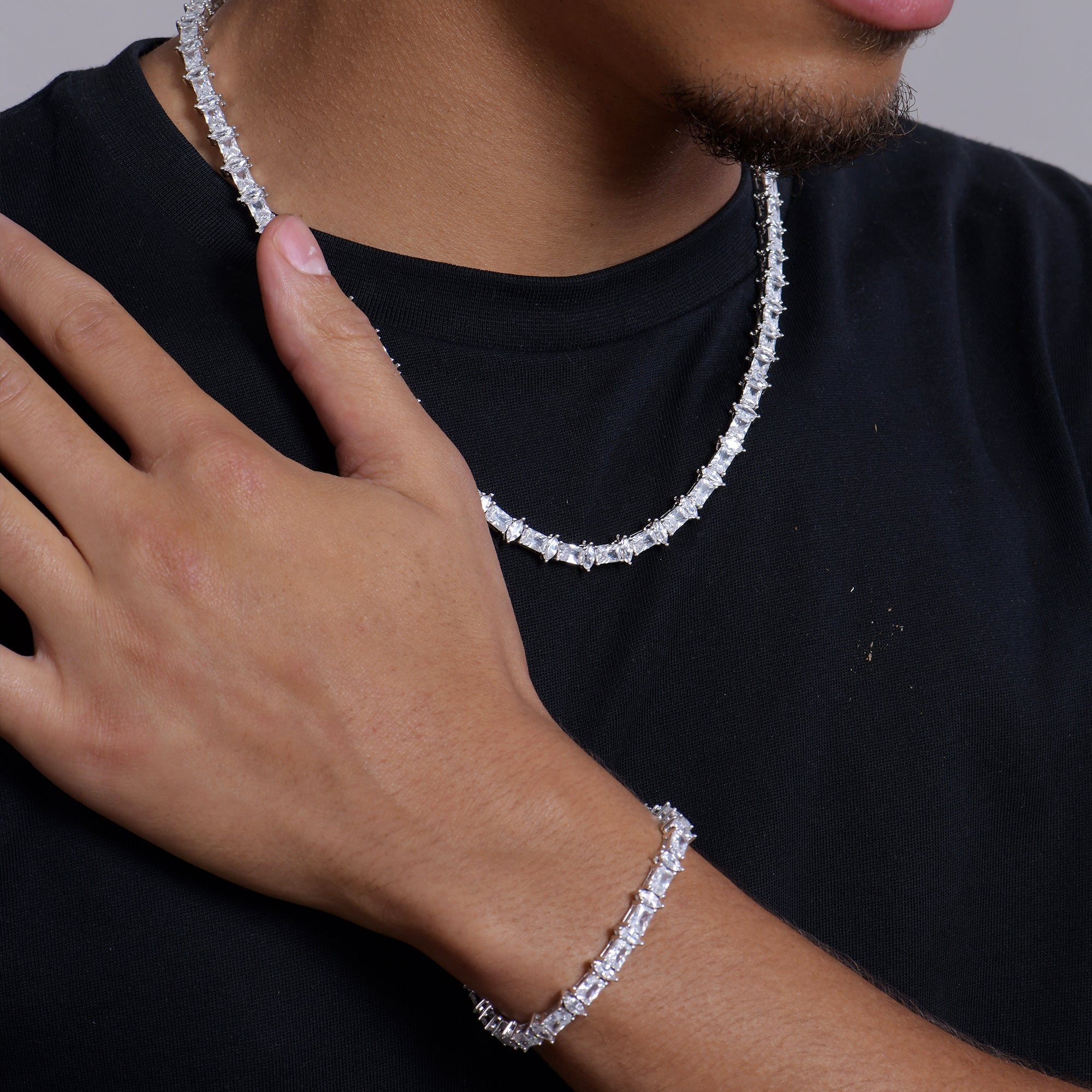 6mm Refined Luster Tennis Chain and Bracelet Gift Set