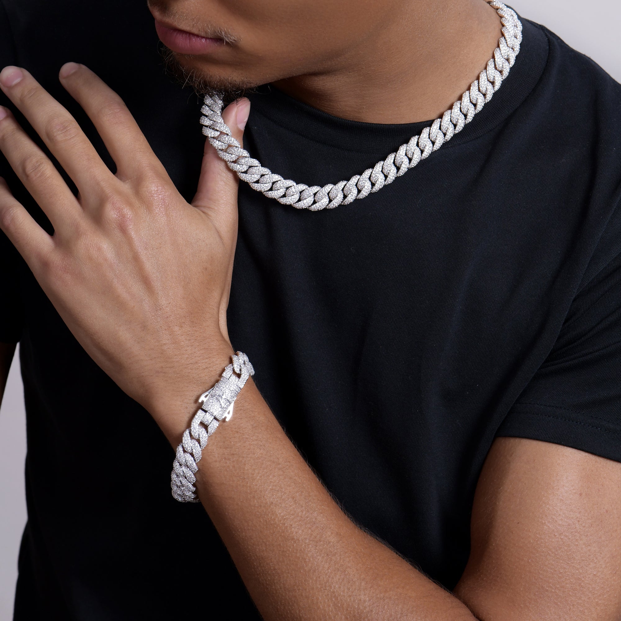 Moissanite Round Cut Cuban Link Chain - 12mm