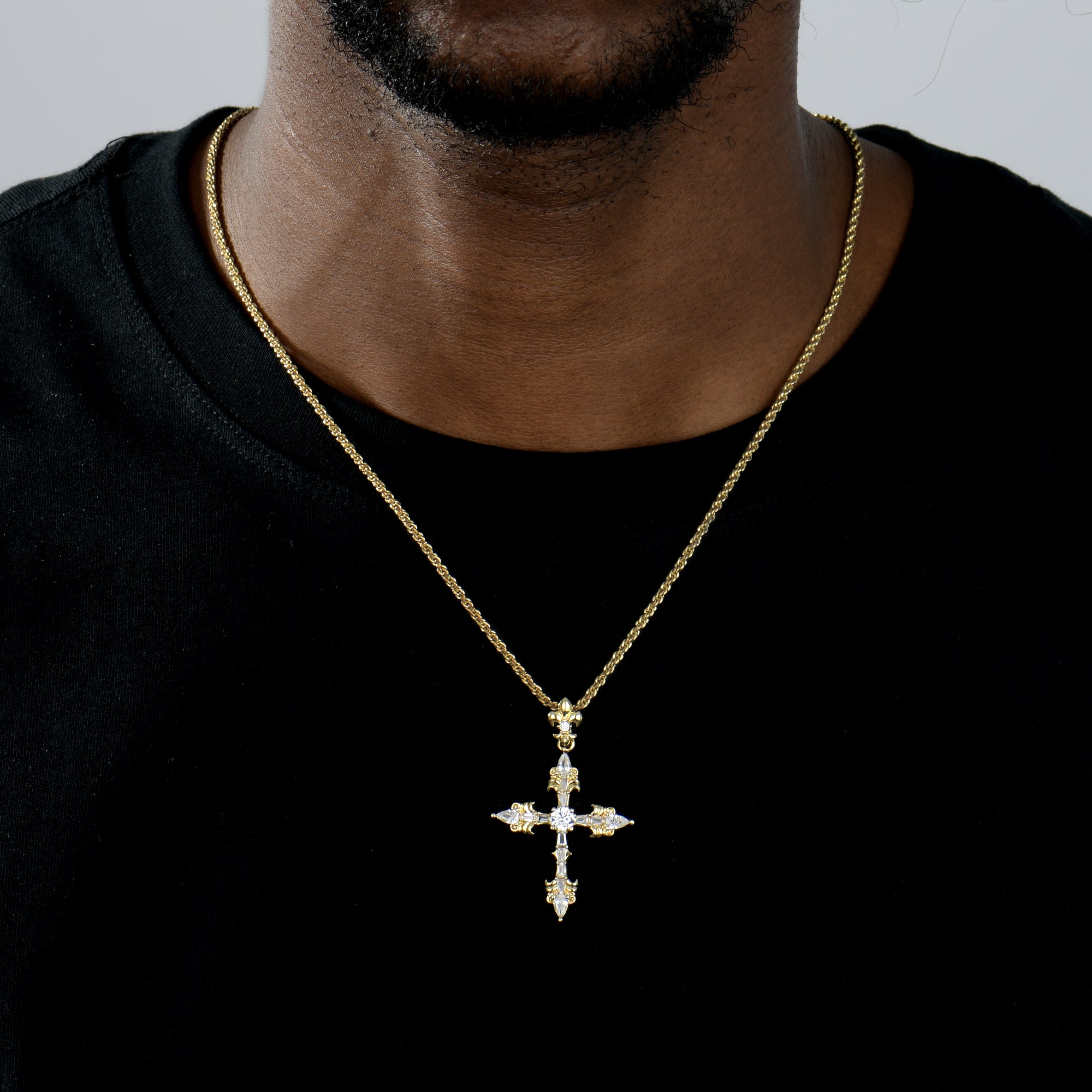 Fleur De Lis Cross Pendant