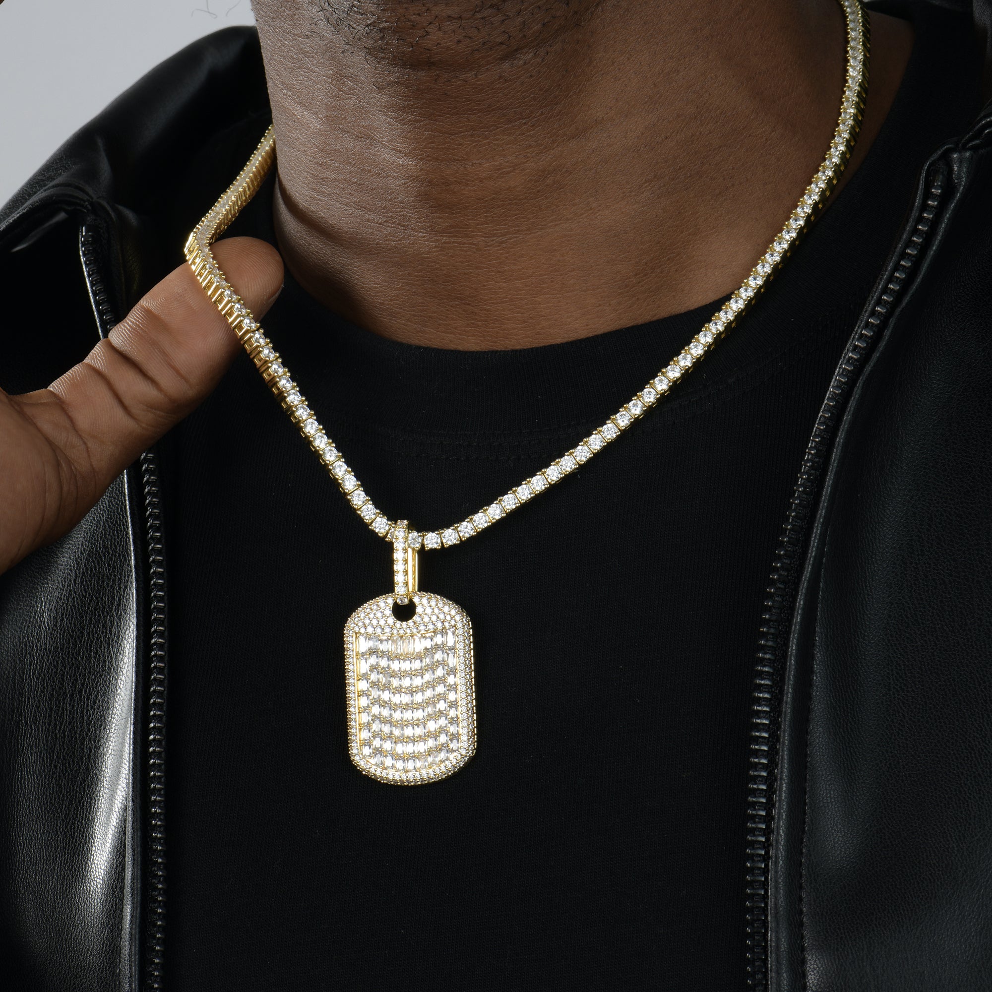 Custom Iced Out Baguette Cut Dog Tag Pendant