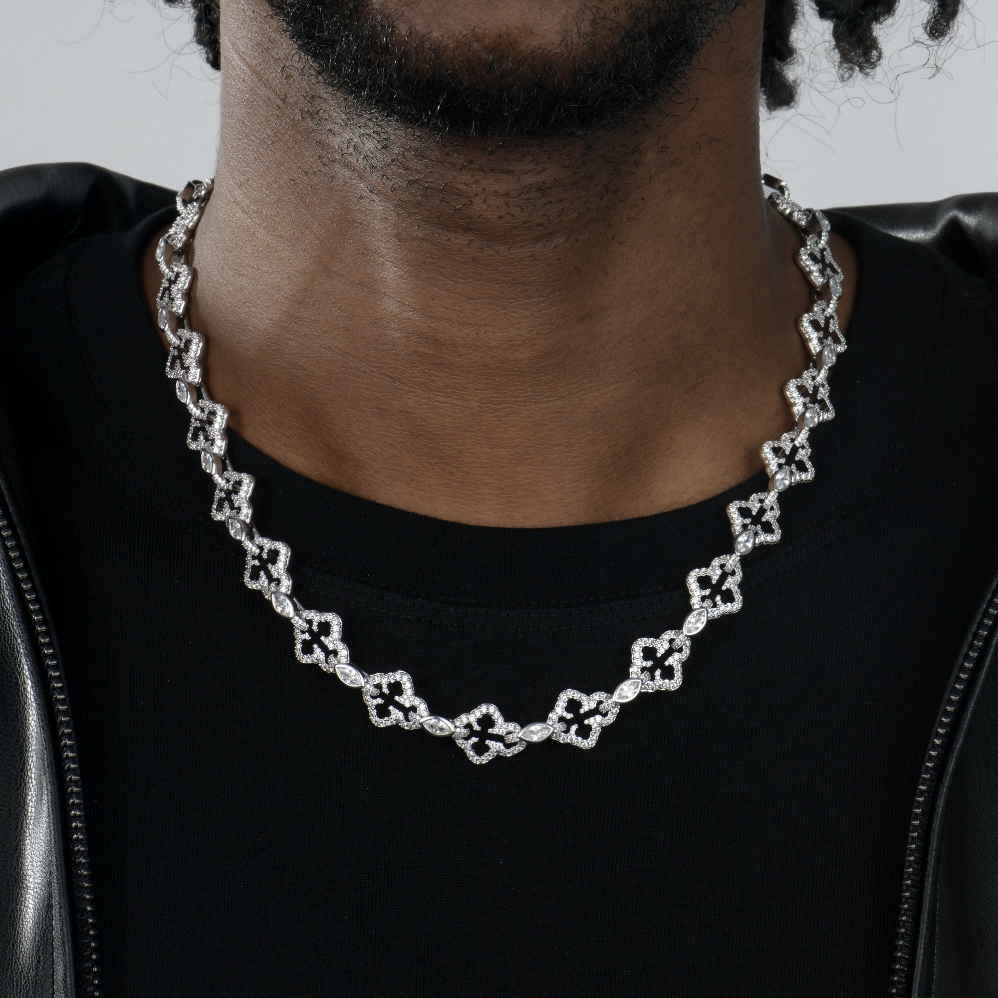 Marquise Cut Mix Bottoni Cross Link Chain - 12mm