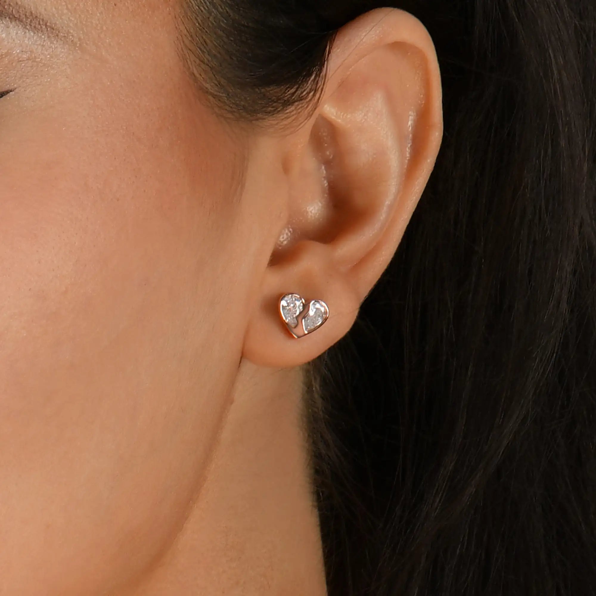 Radiant Hearts Entwined Stud Earrings - Single