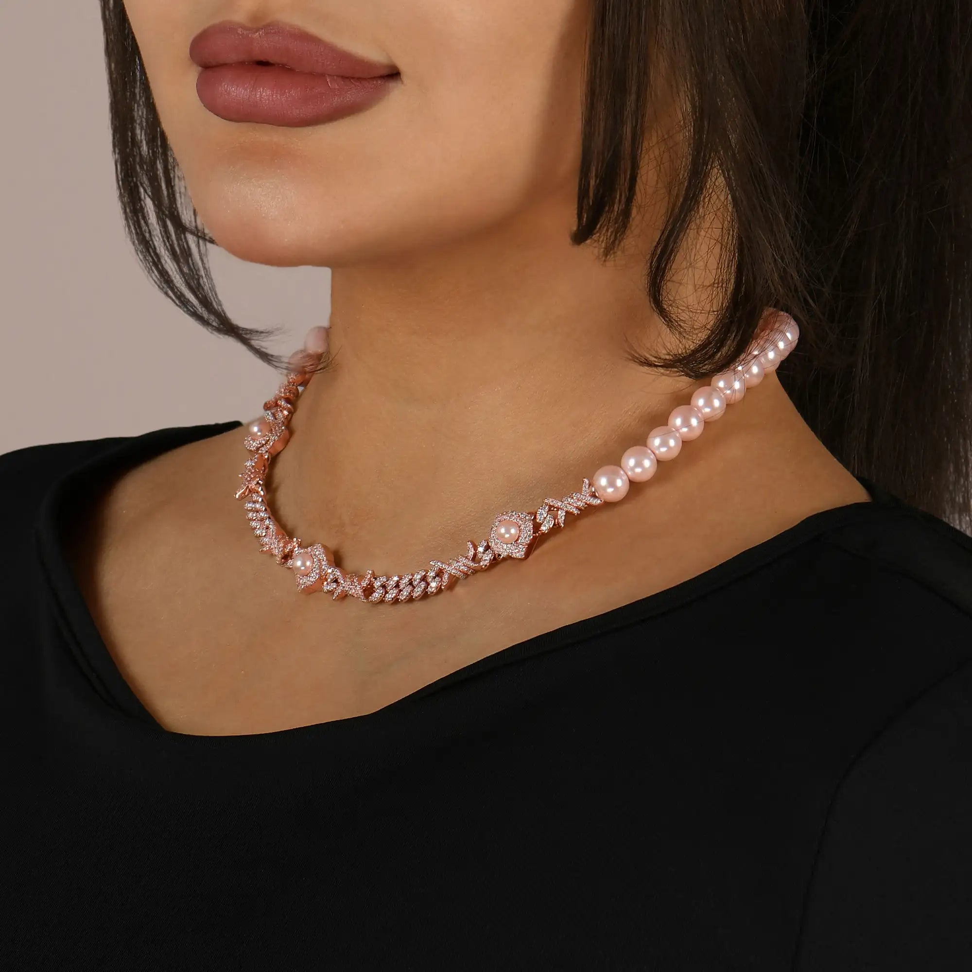 Women's Rose Thorn Pearl Chain - 8mm