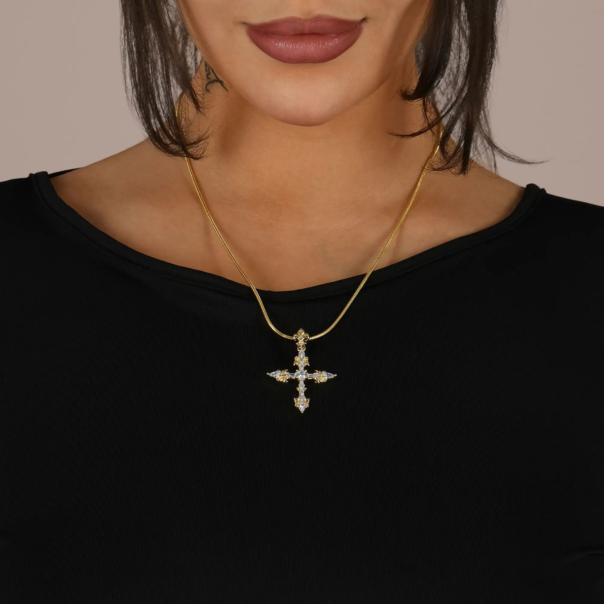 Women's Fleur De Lis Cross Pendant