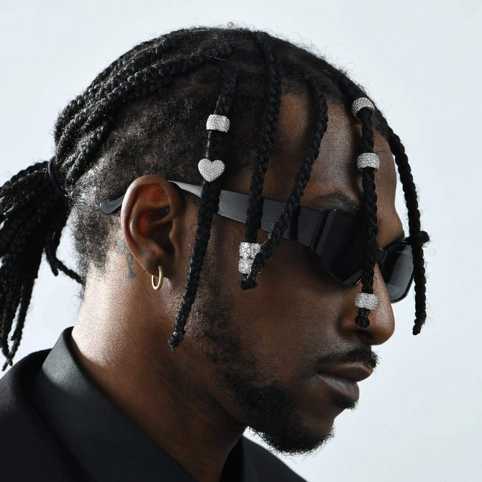 Iced Heart & Pentagram Hair Beads