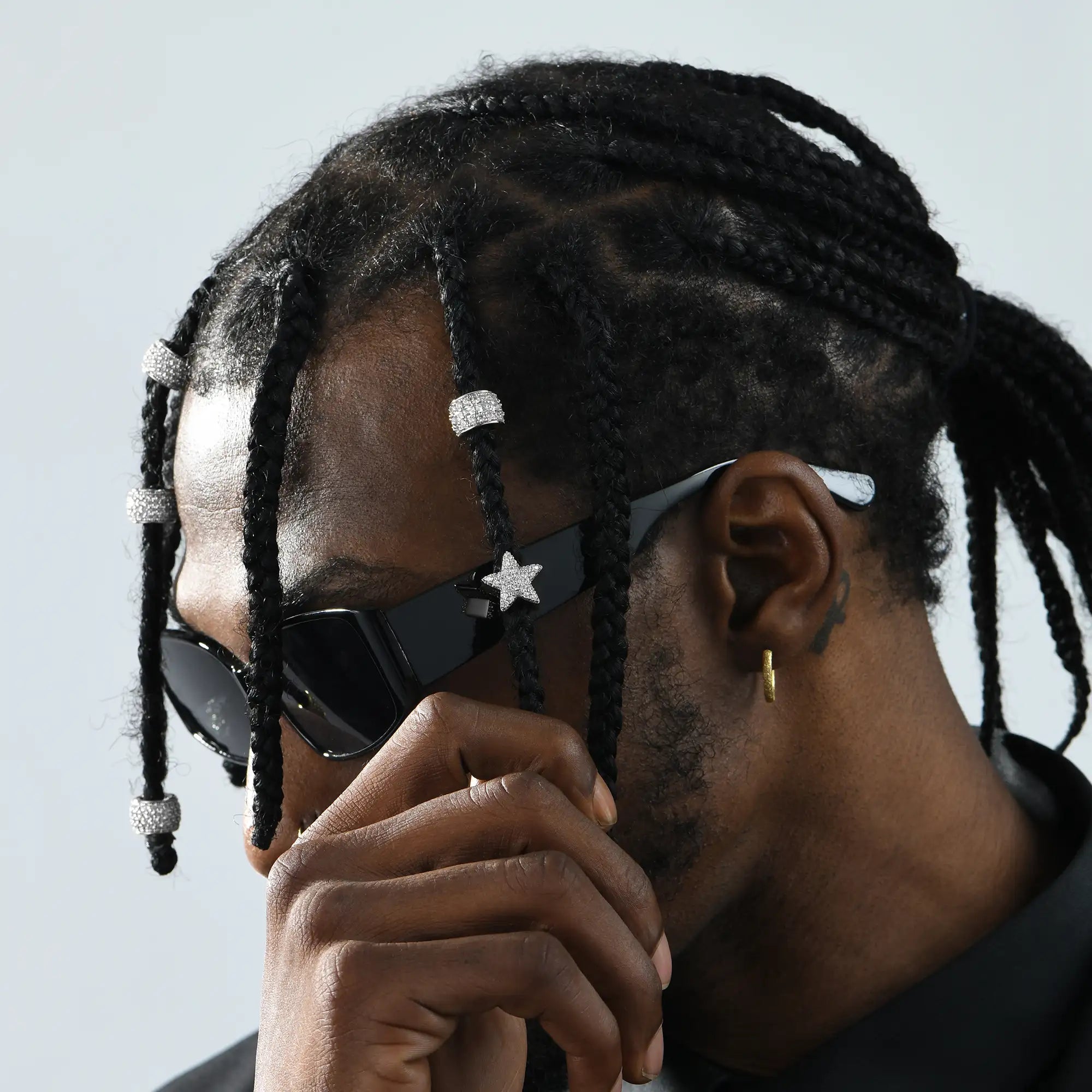 Iced Heart & Pentagram Hair Beads