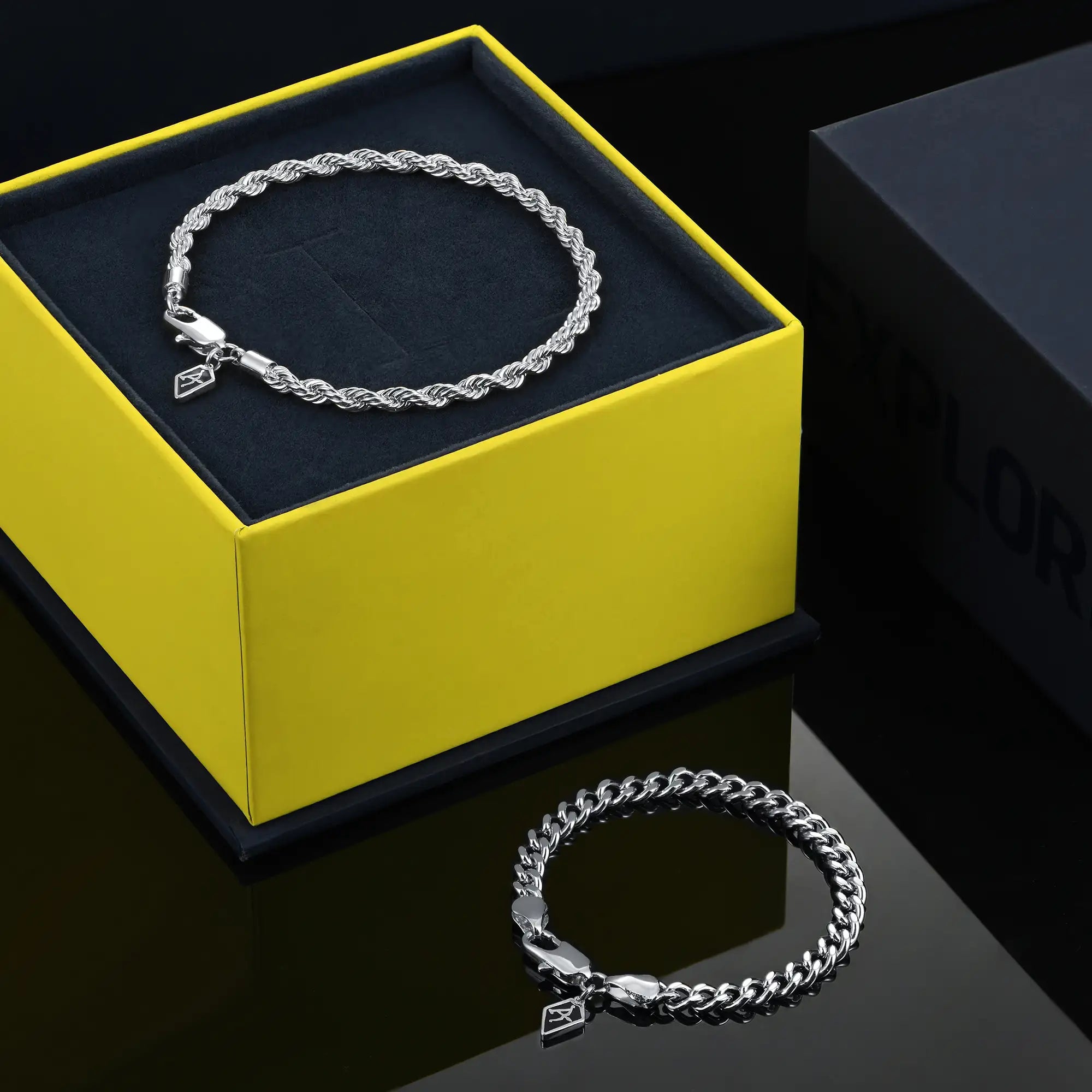 Rope + Cuban Link Bracelet Gift Set