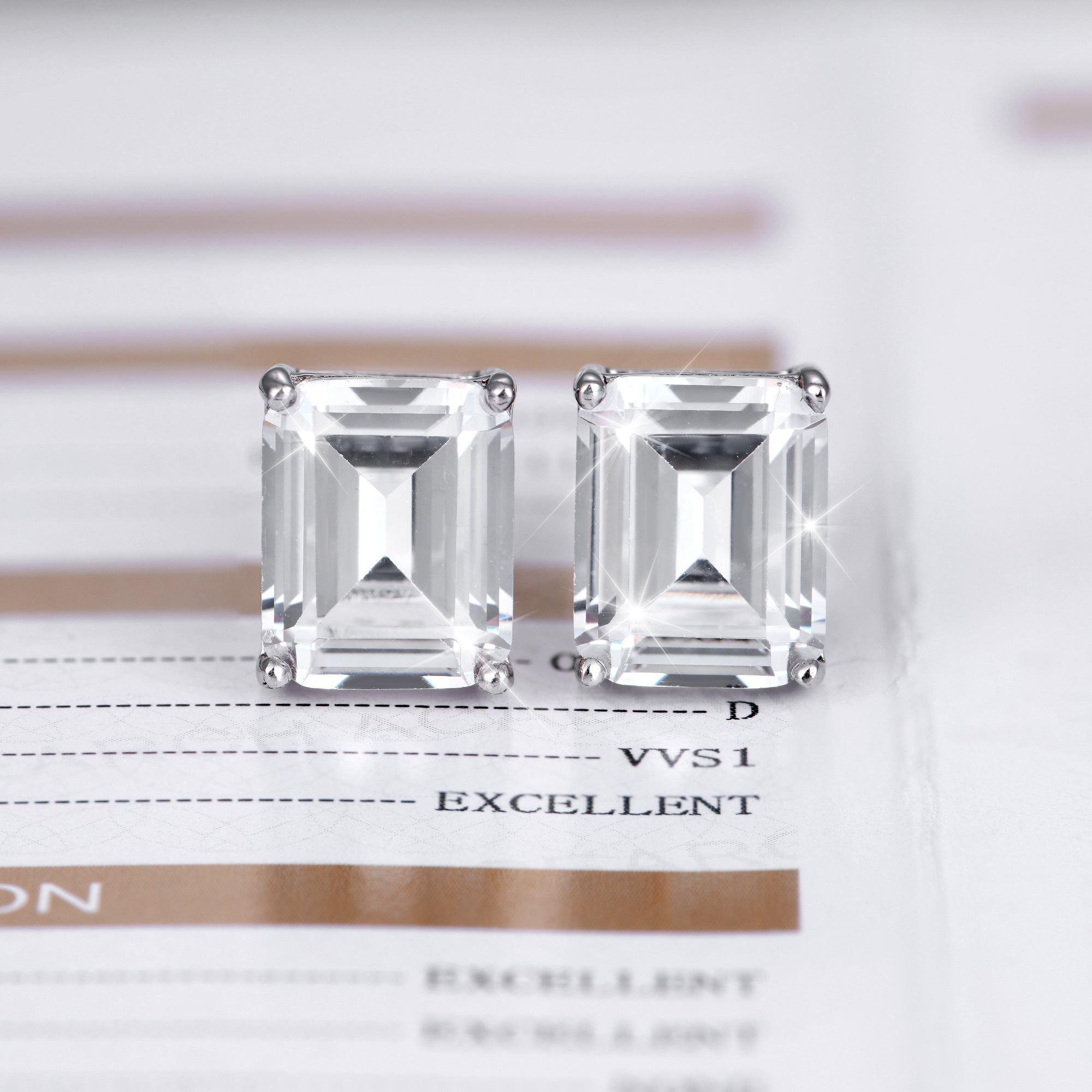 Moissanite Emerald Cut Stud Earrings