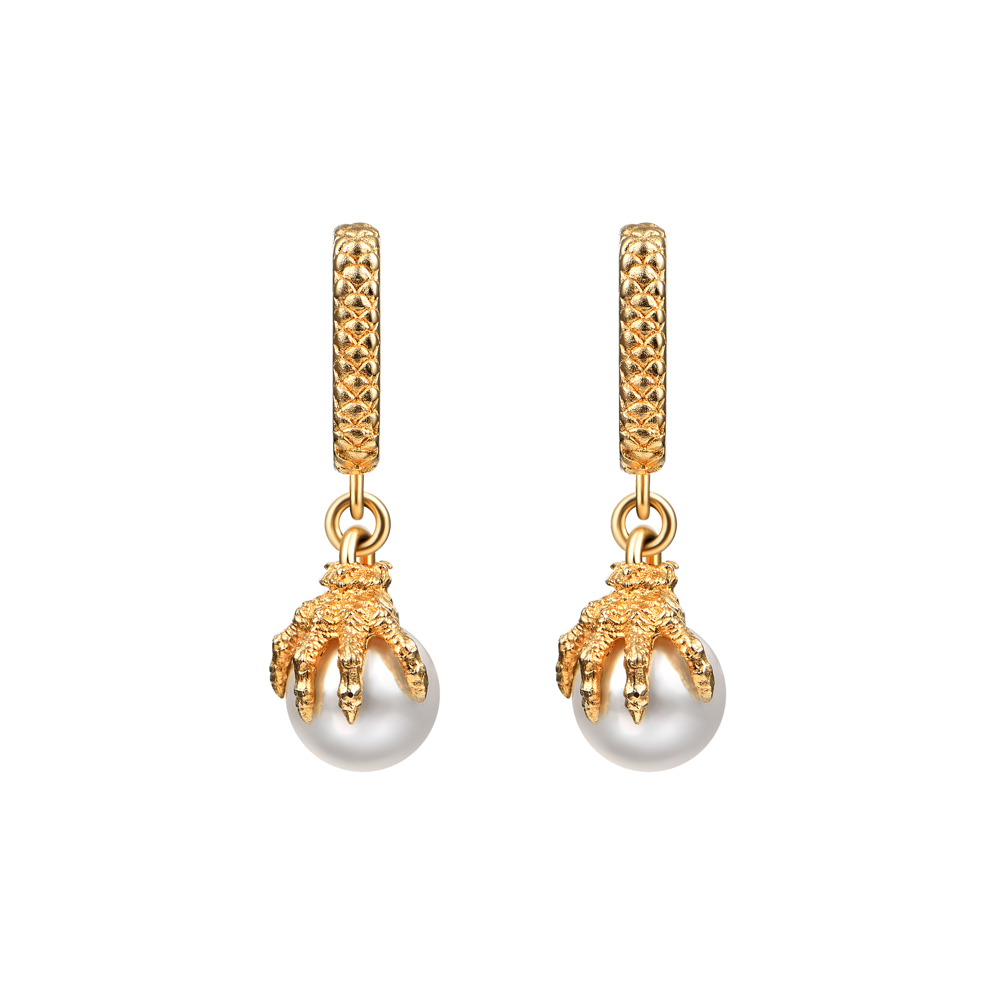 Single WONG Dragon Claw Pearl Dangly Earring