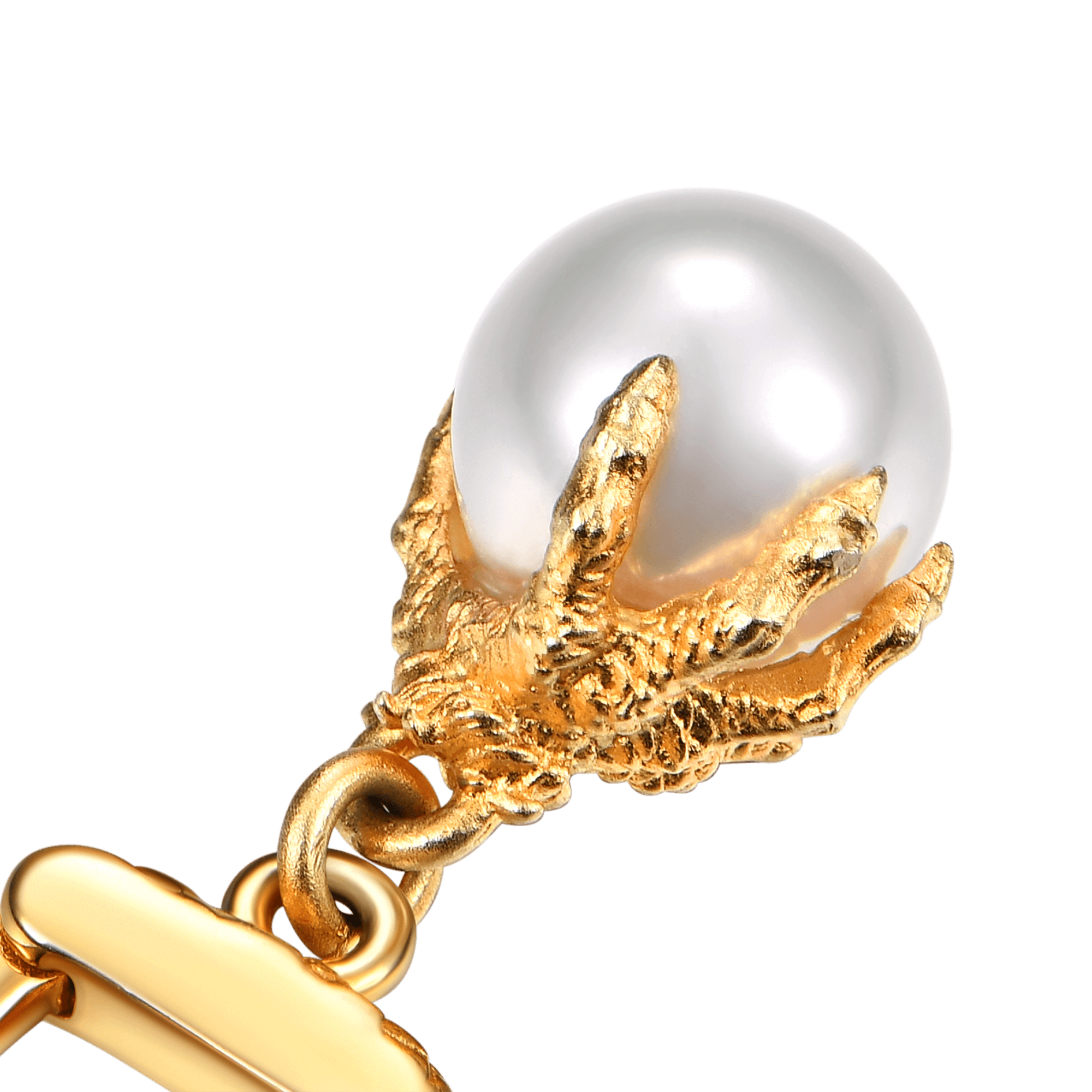 Single WONG Dragon Claw Pearl Dangly Earring