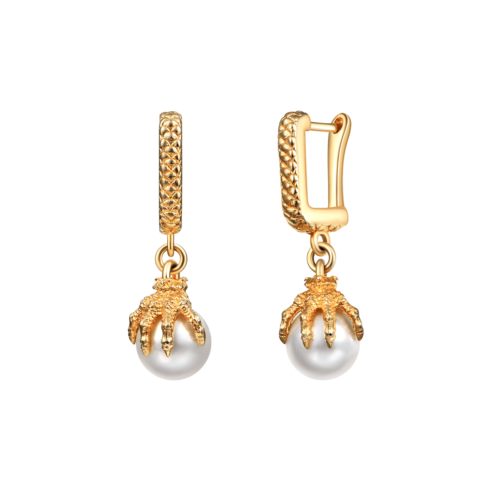 Single WONG Dragon Claw Pearl Dangly Earring