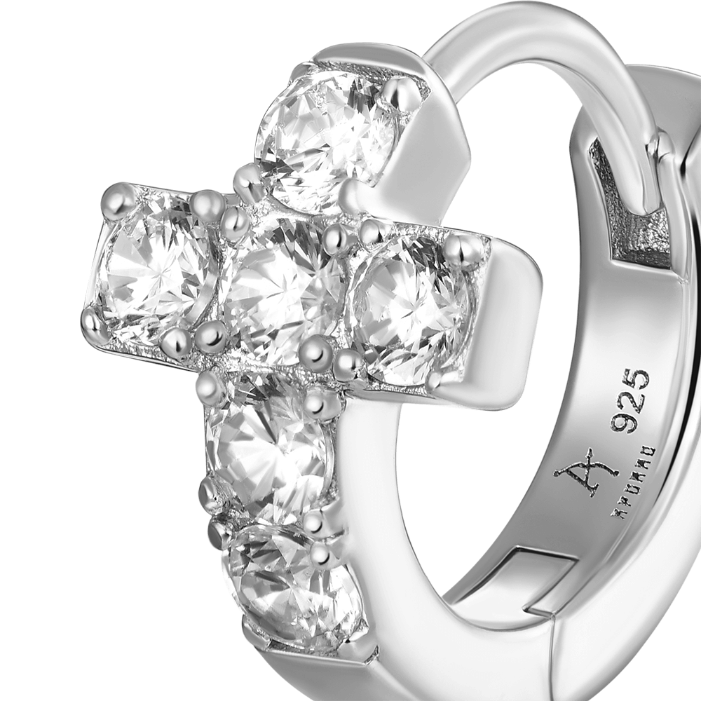 Single Cross Hoop Earring