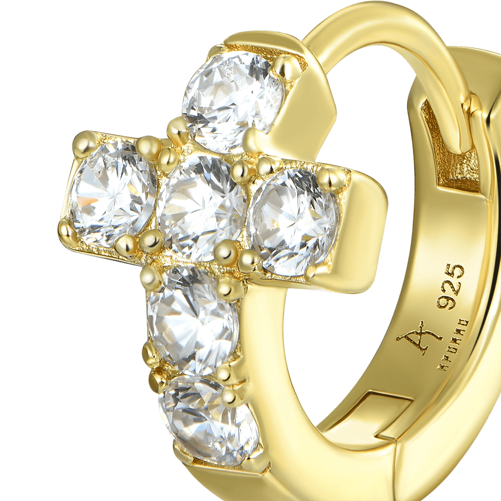 Single Cross Hoop Earring