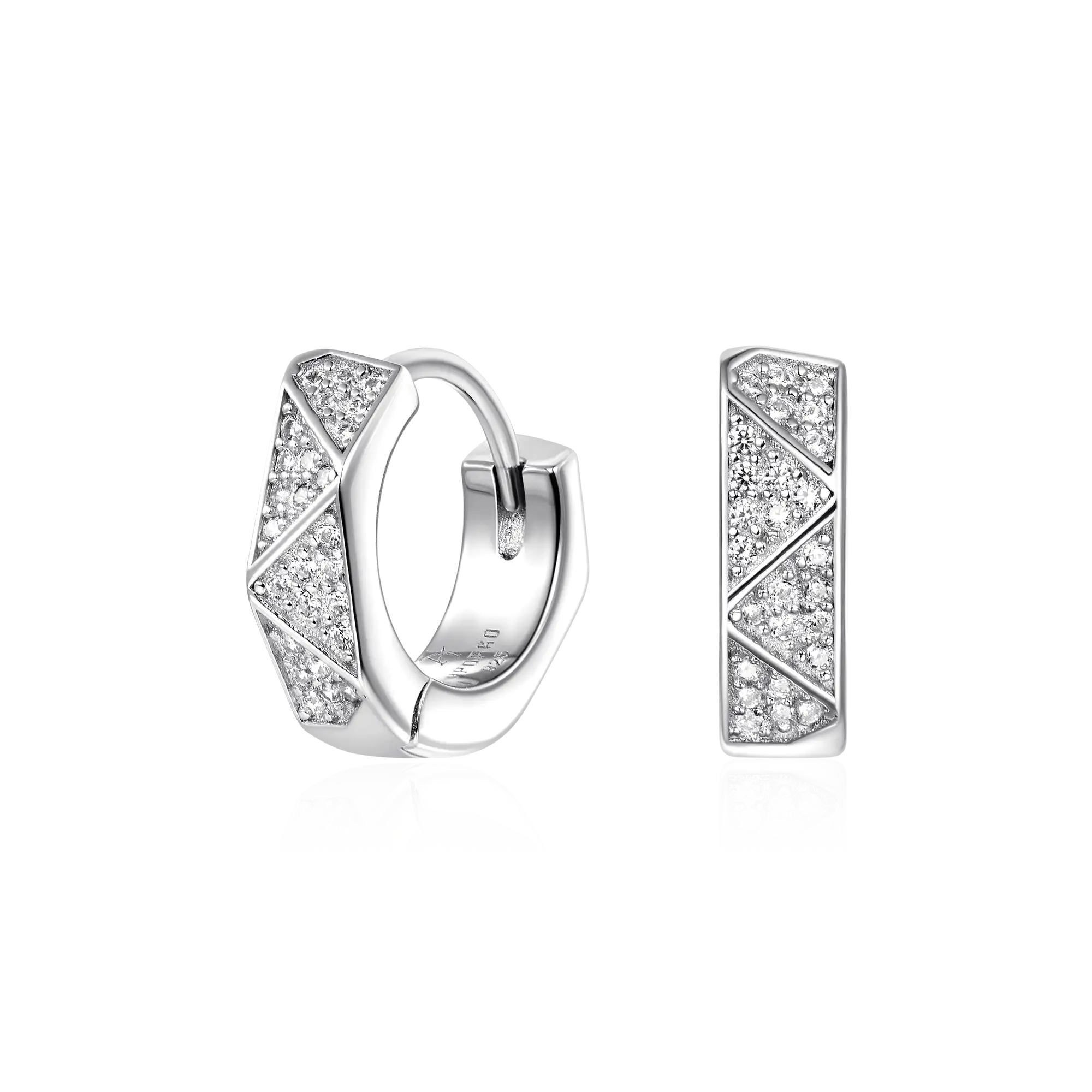 Women's Pyramid Hoop Earrings - Pair