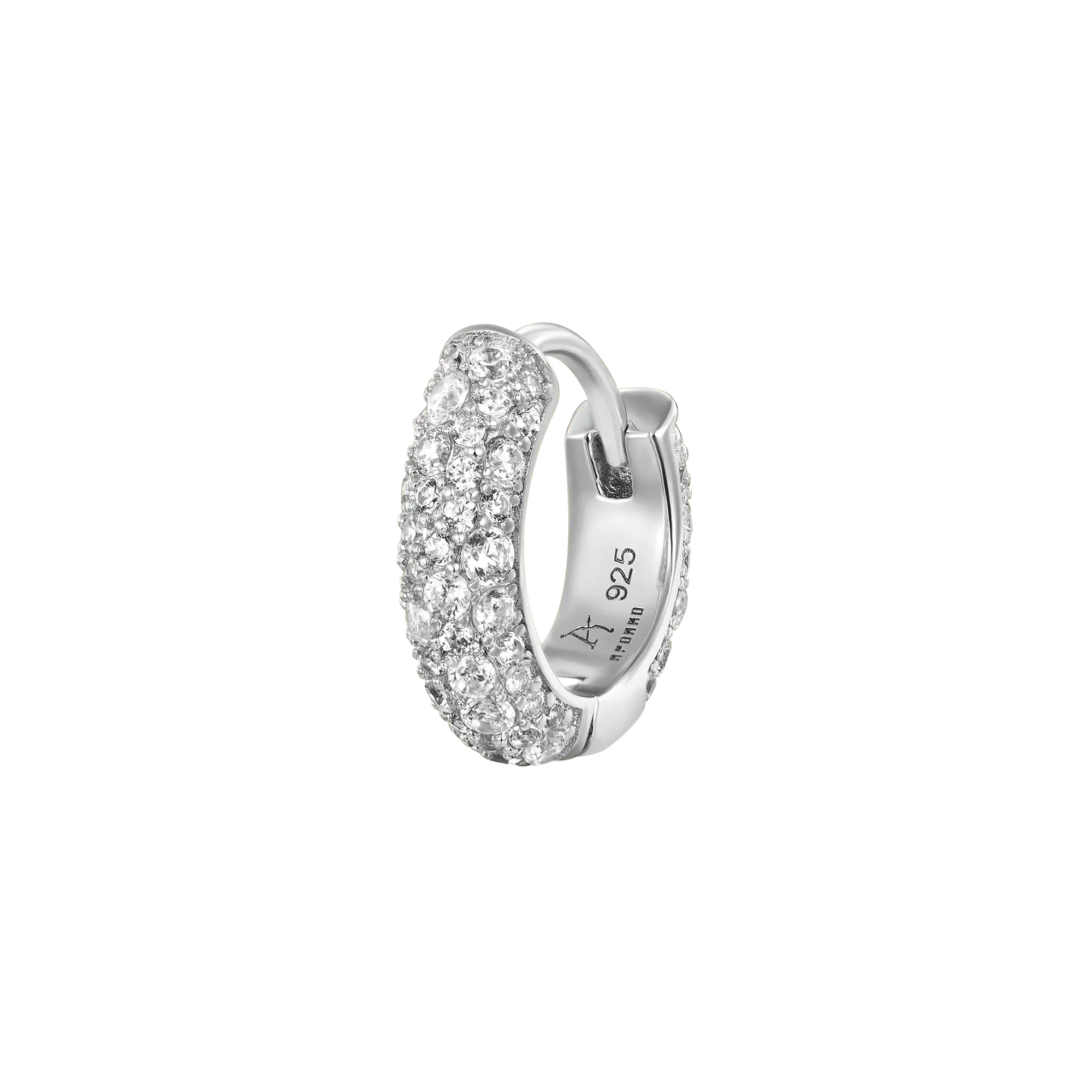 Single Round Paved Hoop Earring