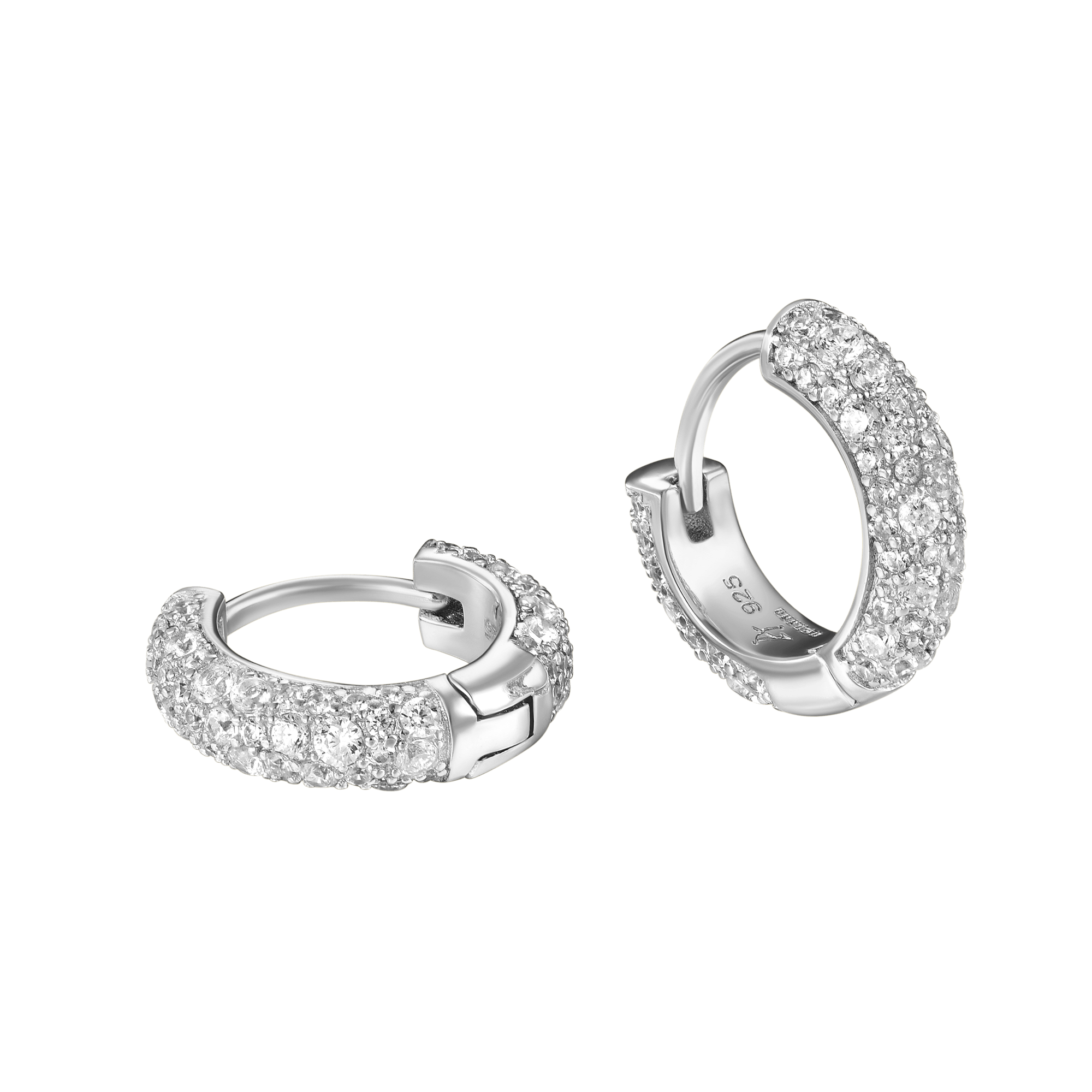 Round Paved Hoop Earring-Single