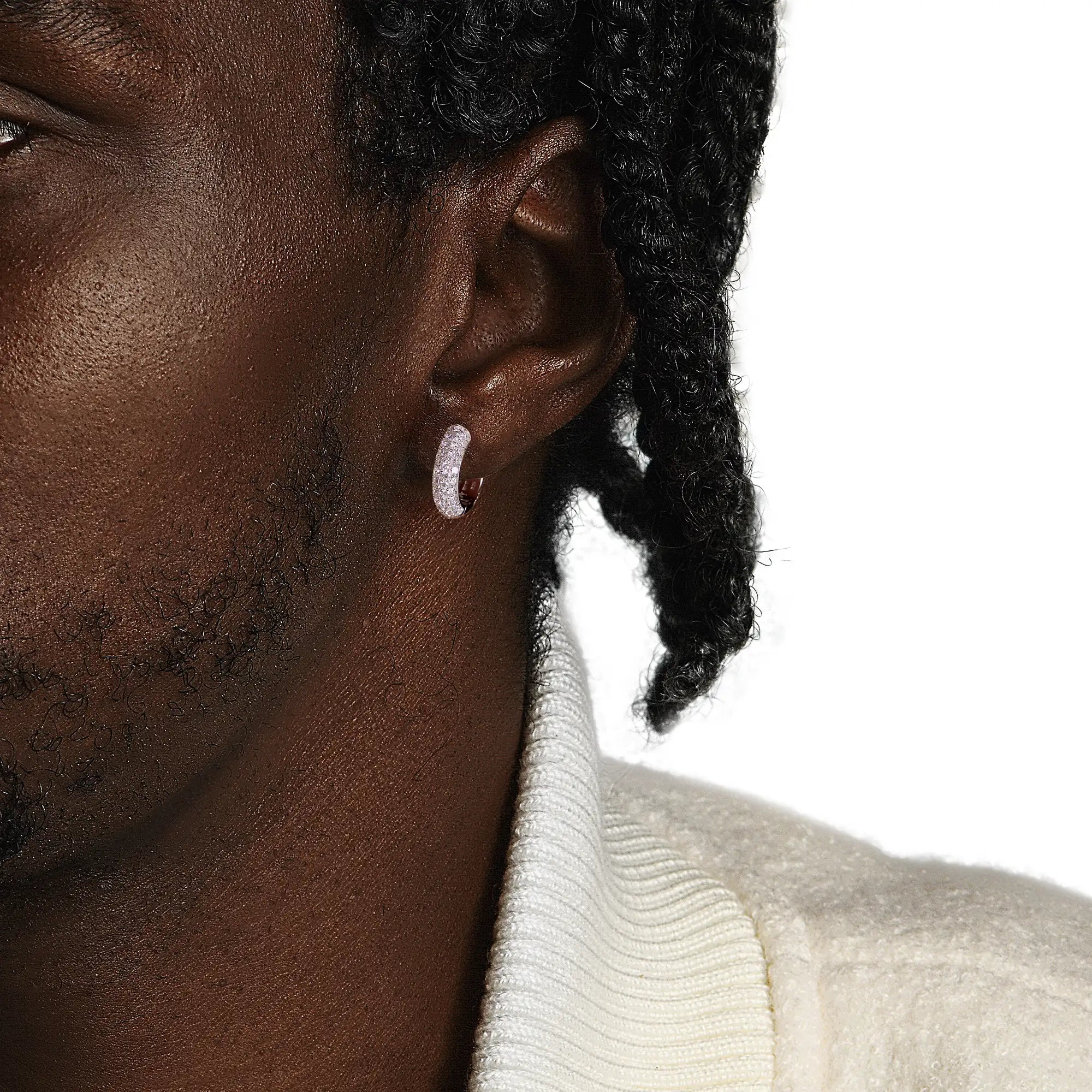 Round Paved Hoop Earrings