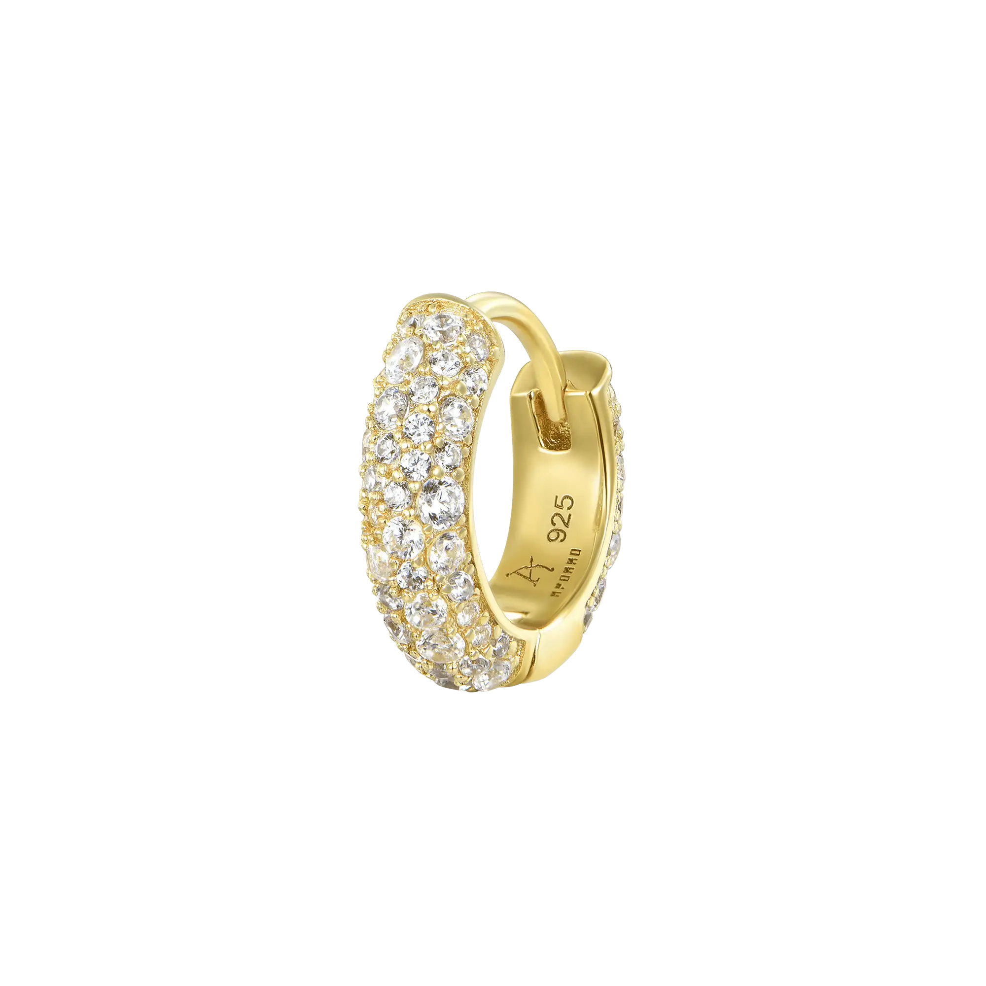 Round Paved Hoop Earring-Single