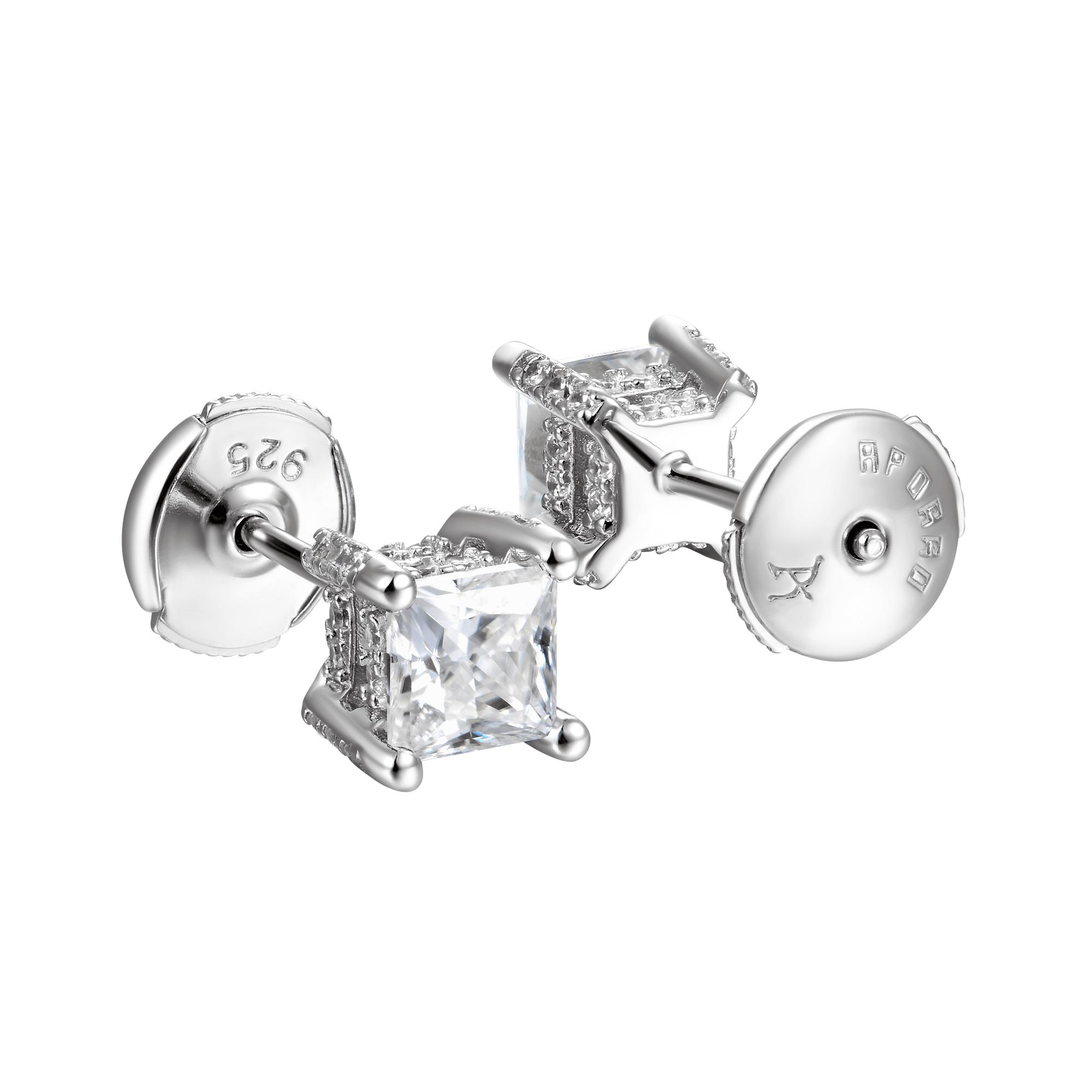 Women's Princess Cut Stud Earring