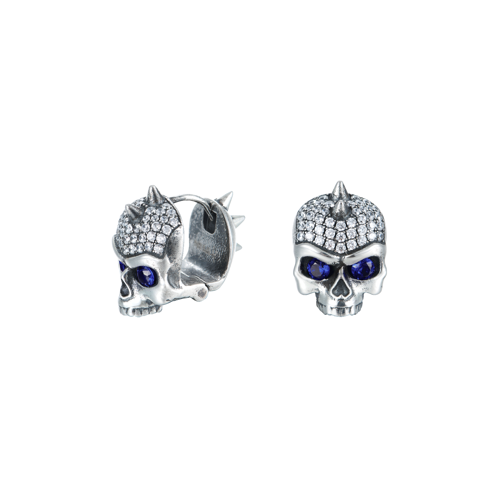 S925 X Iced Skull Hoop Earring-Single