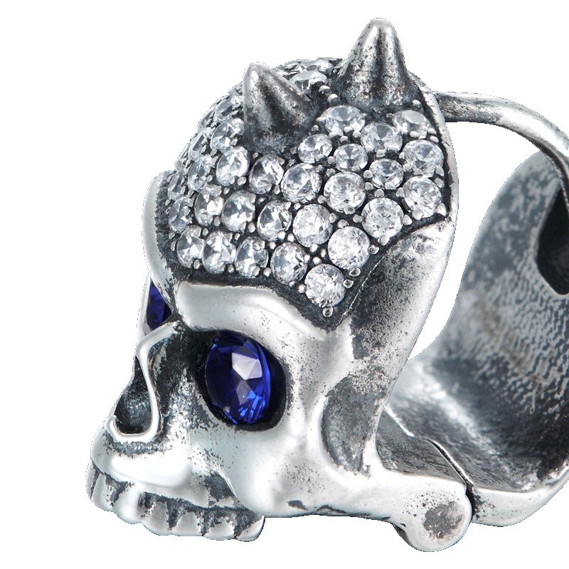 S925 X Iced Skull Hoop Earring-Single