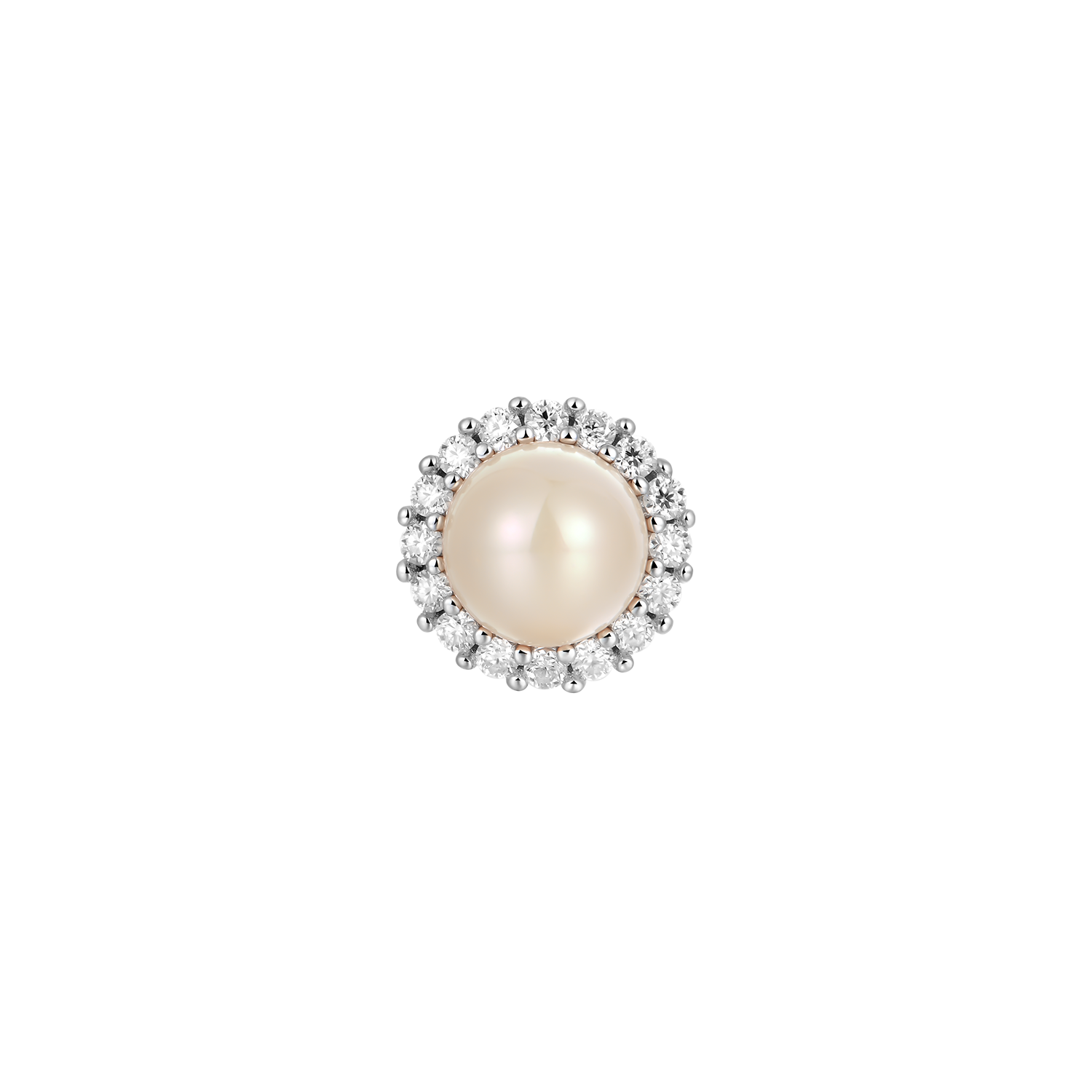 Moissanite Pearl Stud Earrings - Pair