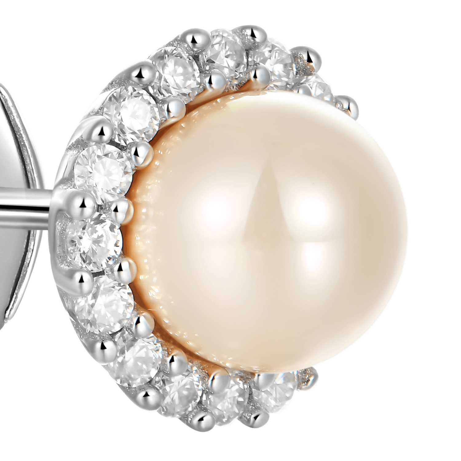 Moissanite Pearl Stud Earrings - Pair