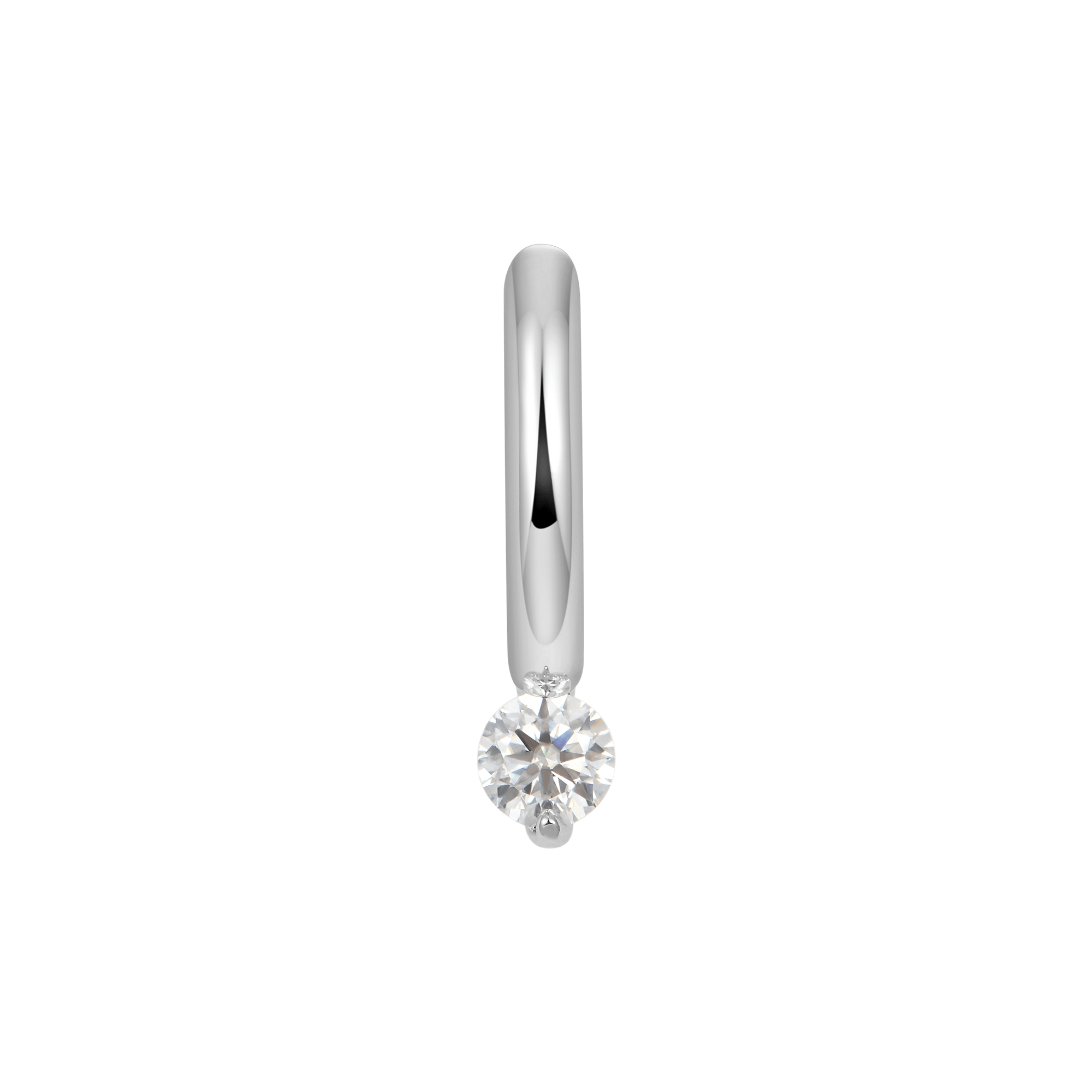 Moissanite Solitaire Hoop Earring - Single