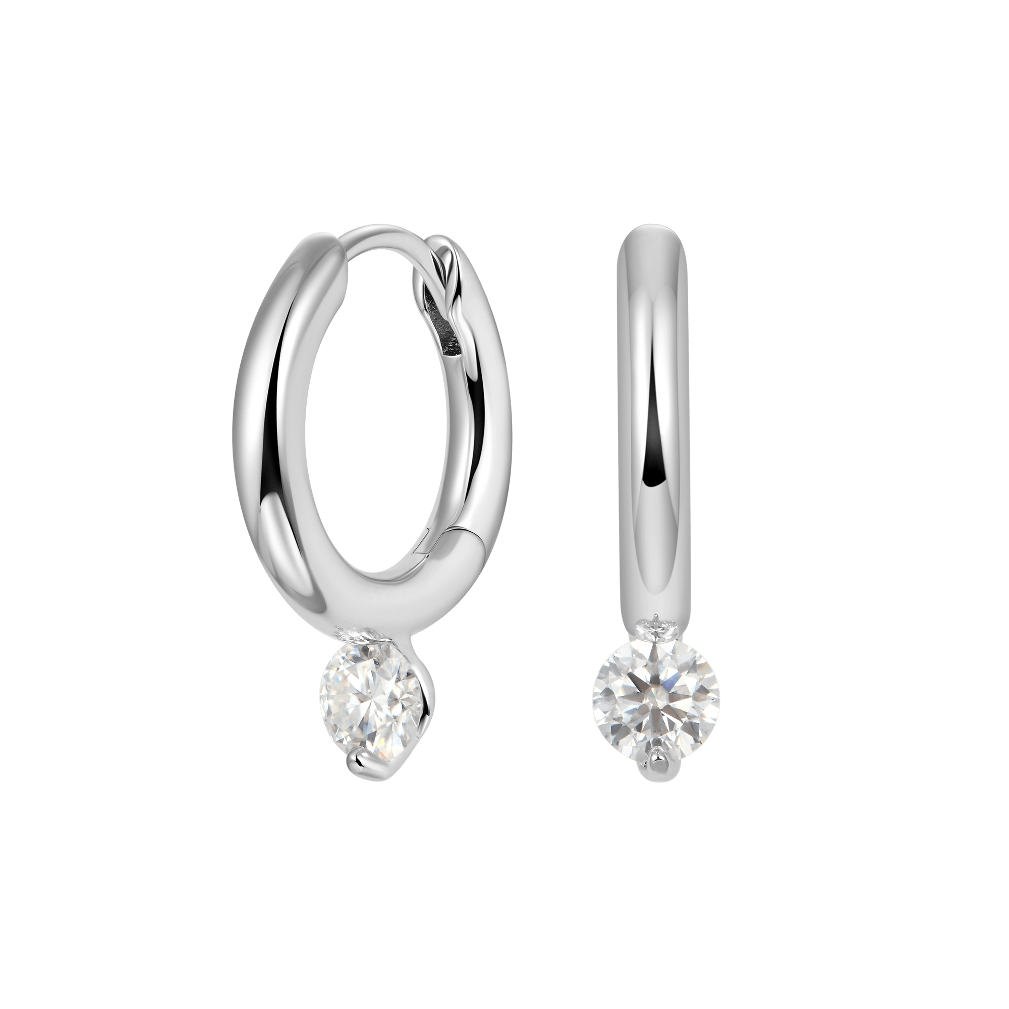 Moissanite Solitaire Hoop Earring - Single