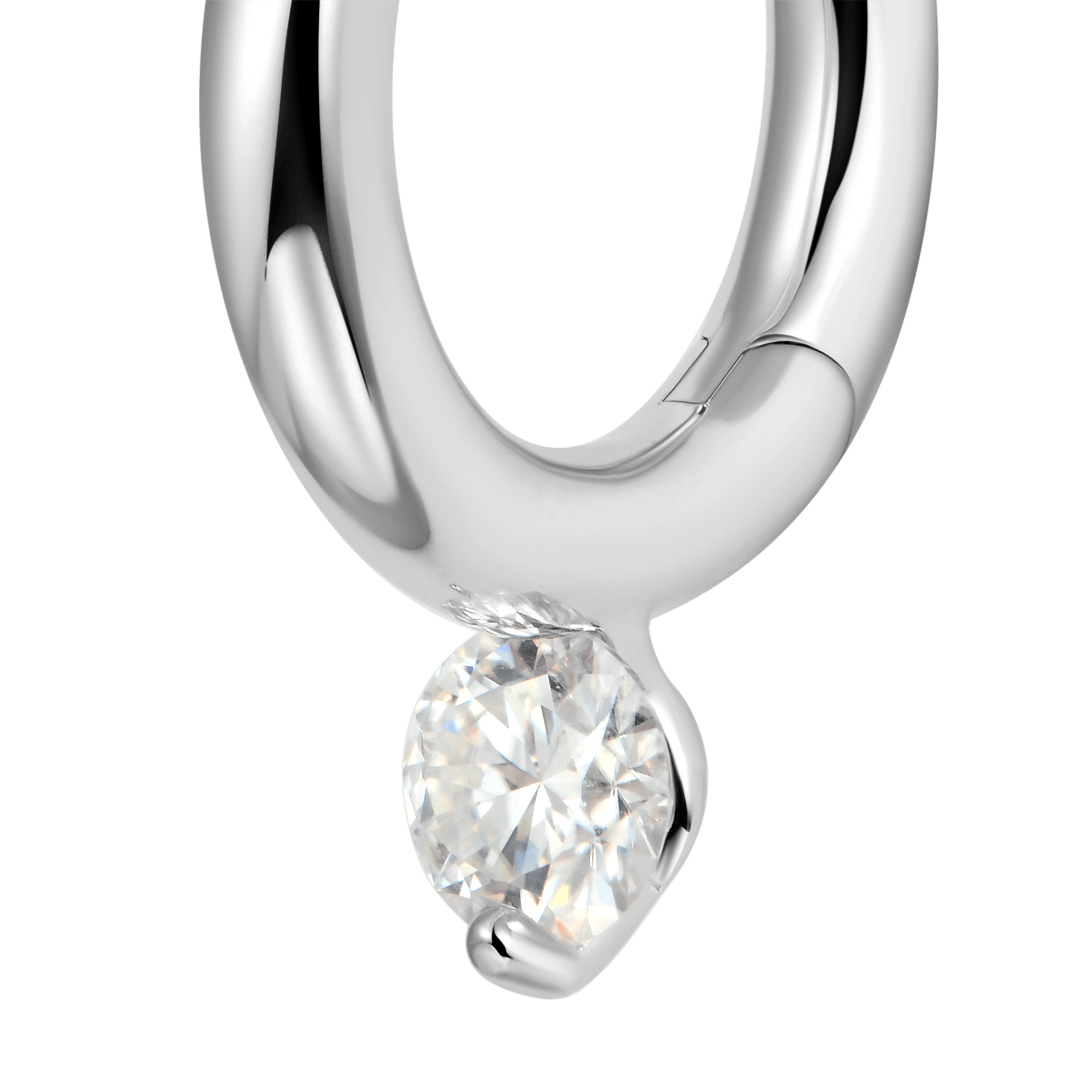 Moissanite Solitaire Hoop Earring - Single