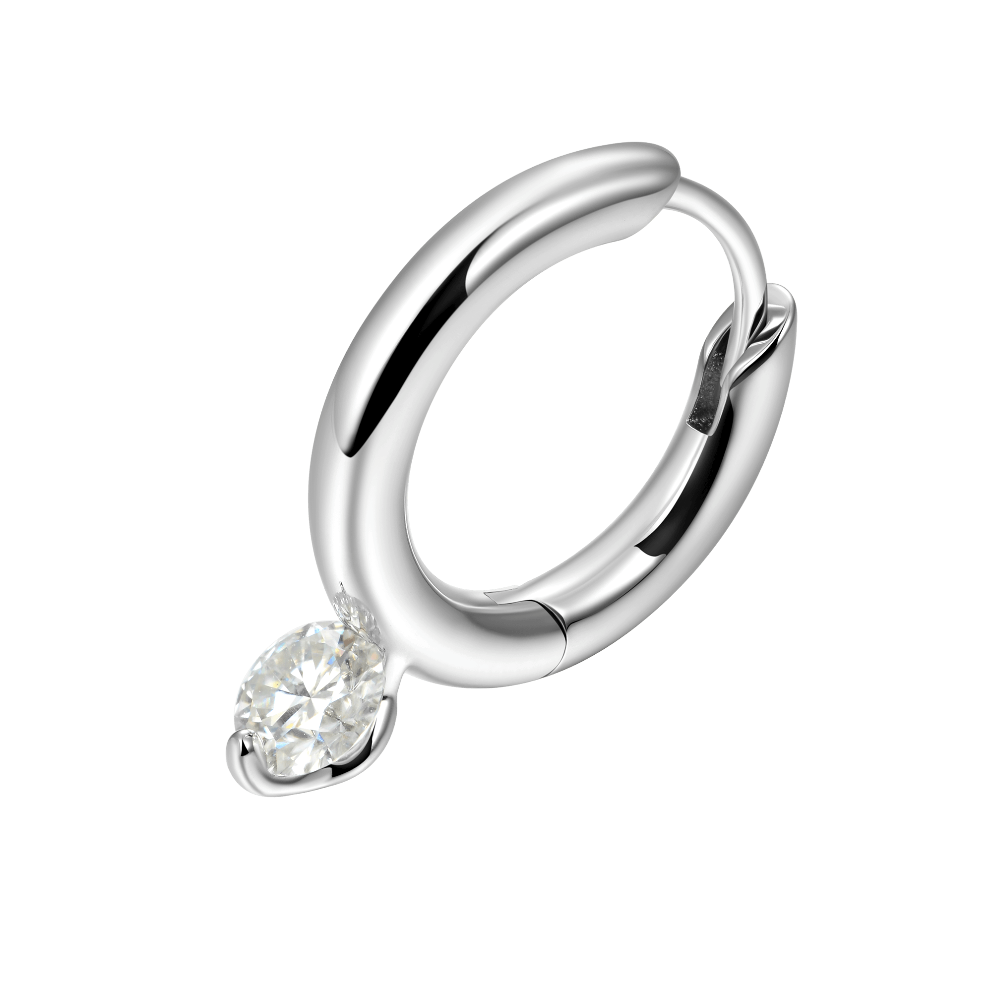 Moissanite Solitaire Hoop Earring - Single