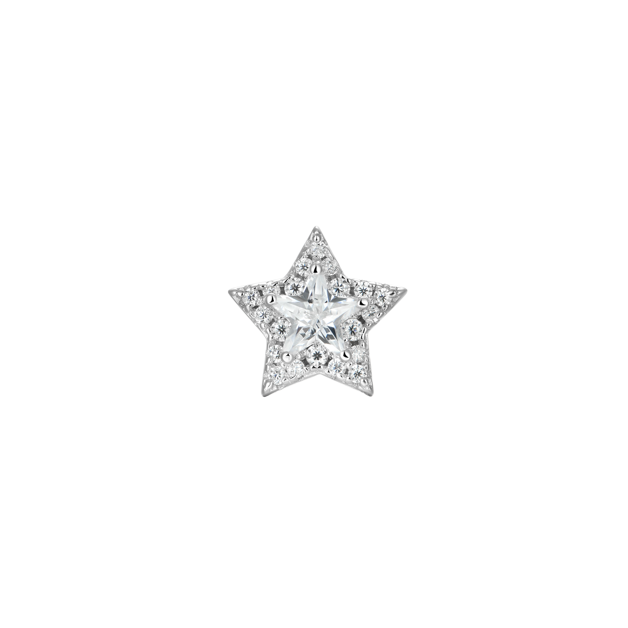 Moissanite Halo Star Stud Earring - Single