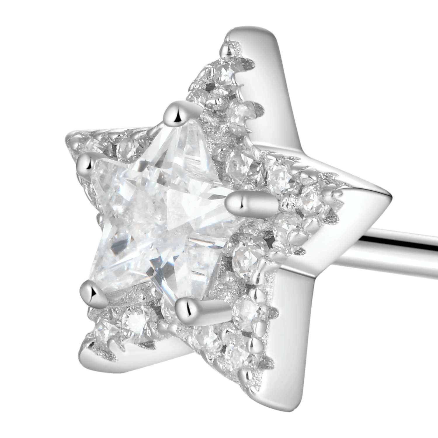 Moissanite Halo Star Stud Earring - Single