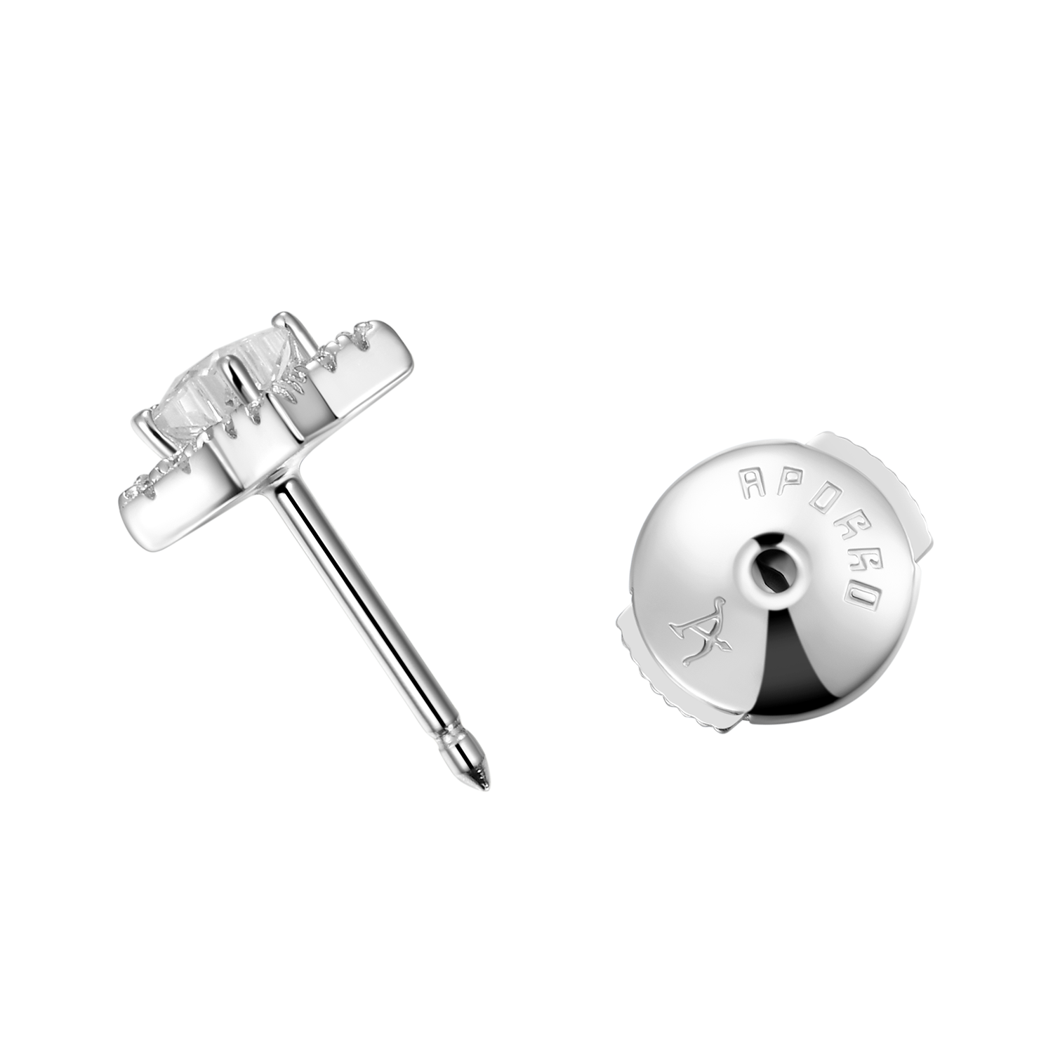 Moissanite Halo Star Stud Earring - Single