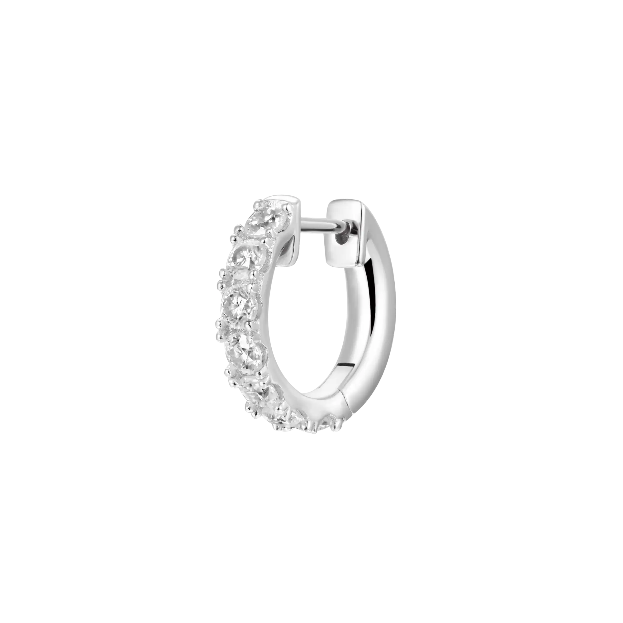 Single Moissanite Single Row Hoop Earring