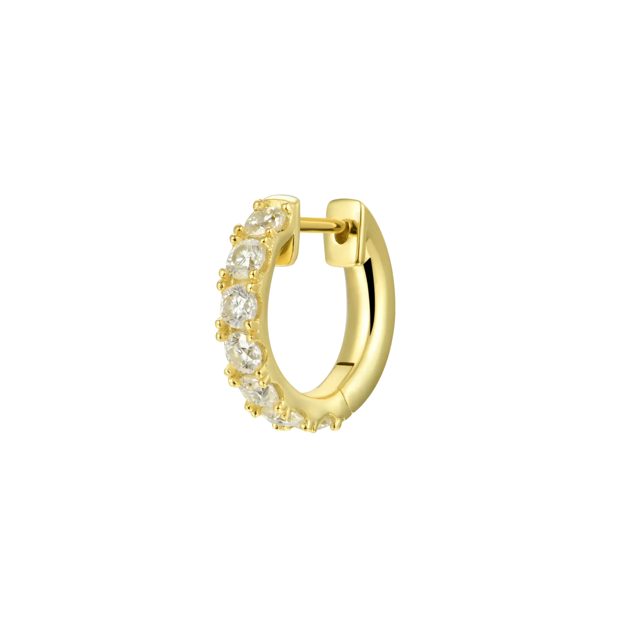 Single Moissanite Single Row Hoop Earring