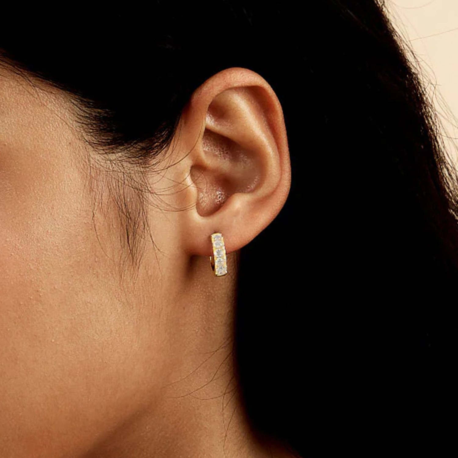 Single Moissanite Single Row Hoop Earring