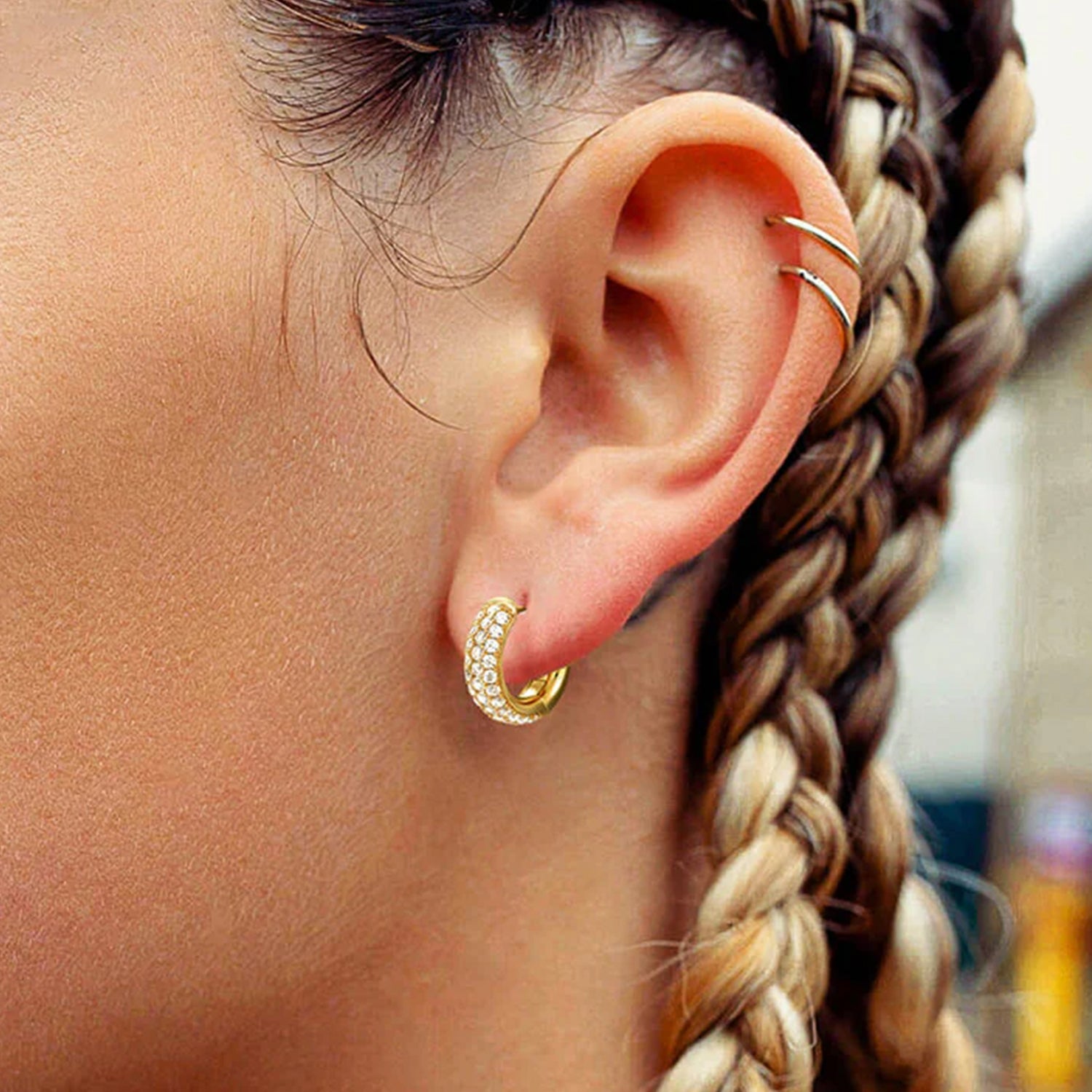 S925 Cluster Hoop Earring