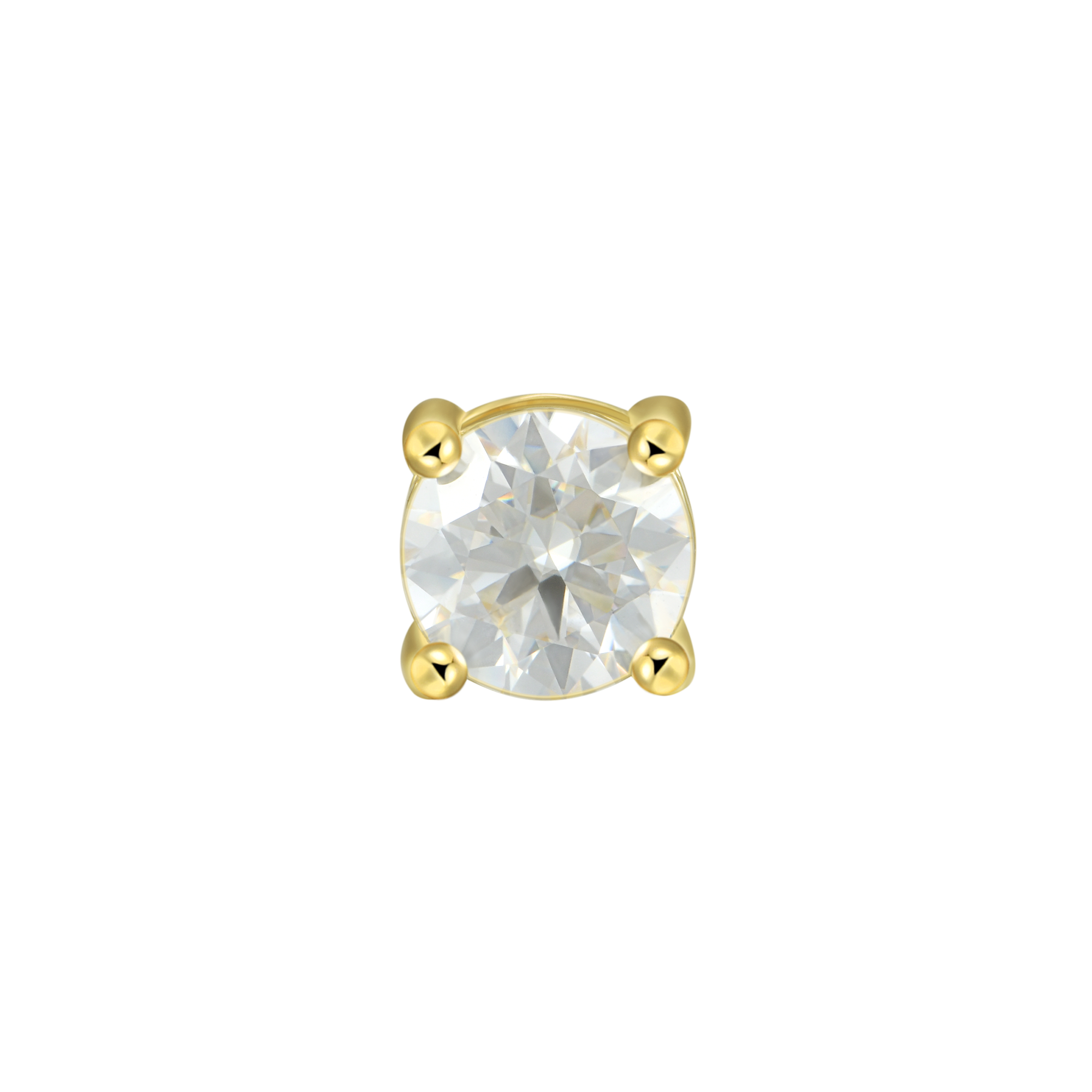 Round Cut Moissanite Stud Earring - Single